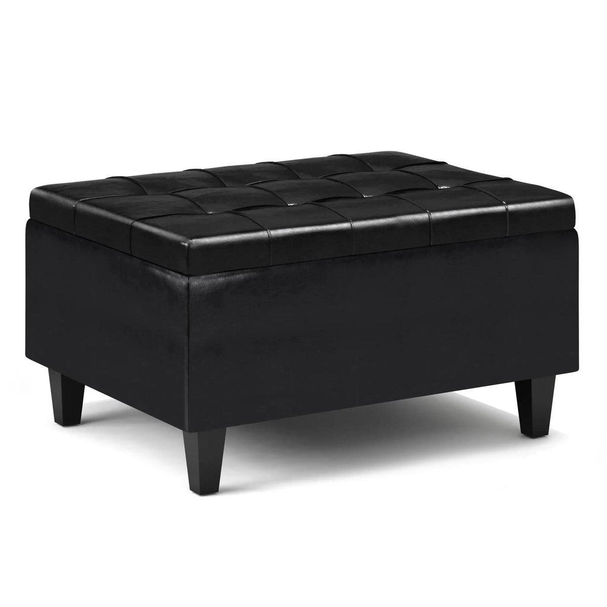 Coffee Table Storage Ottoman | Lift Top Hinge | Solid Wood Base | Large Square
