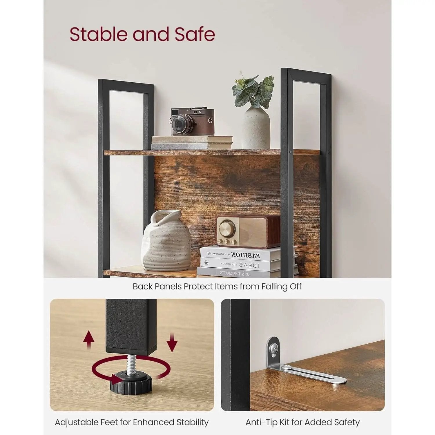 Industrial 65 Inch High Bookshelf With Steel Frame from PriceLows™