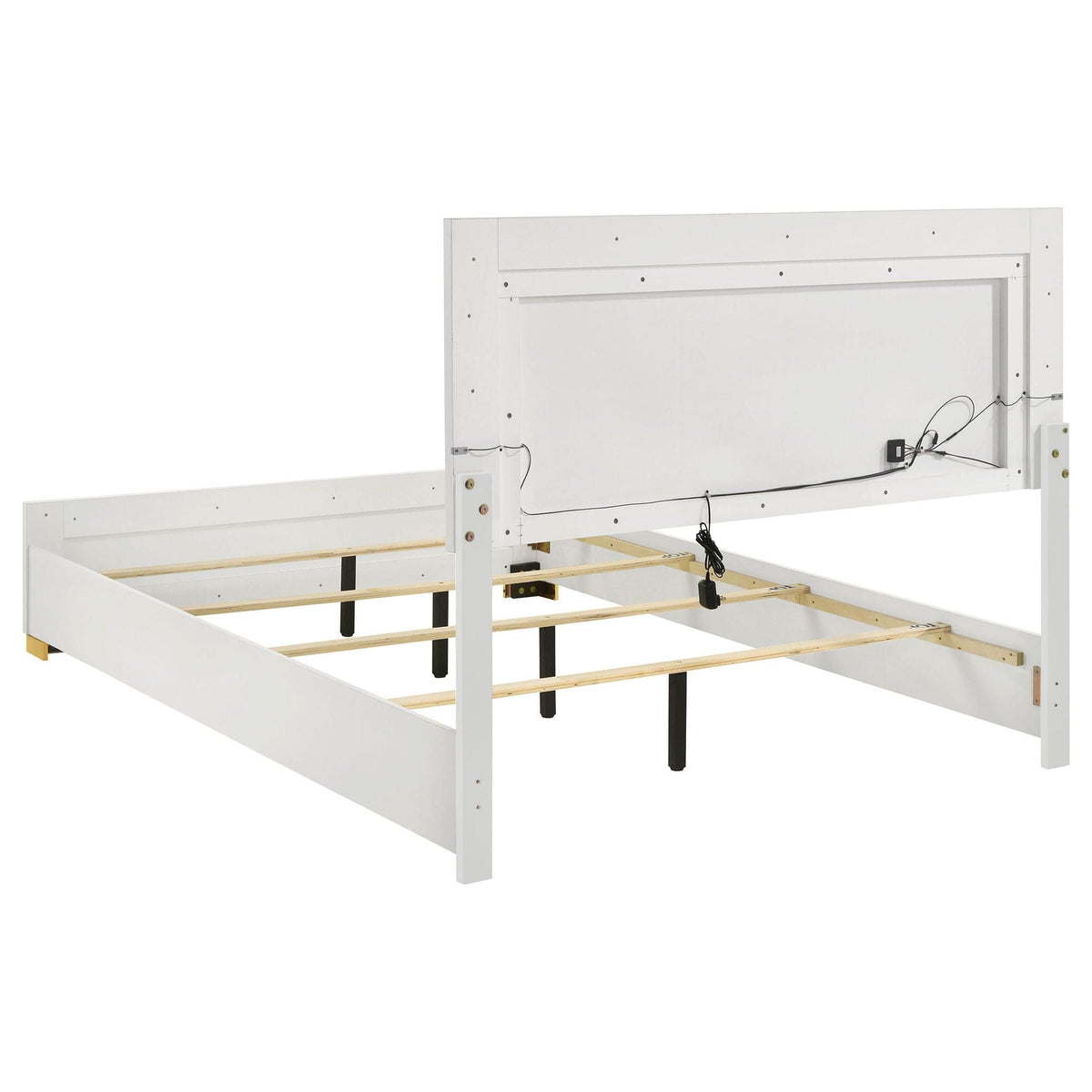Marceline Wood Queen LED Panel Bed | 62.5 x 84.5 x 50.5 in | Engineered Wood & Metal | White