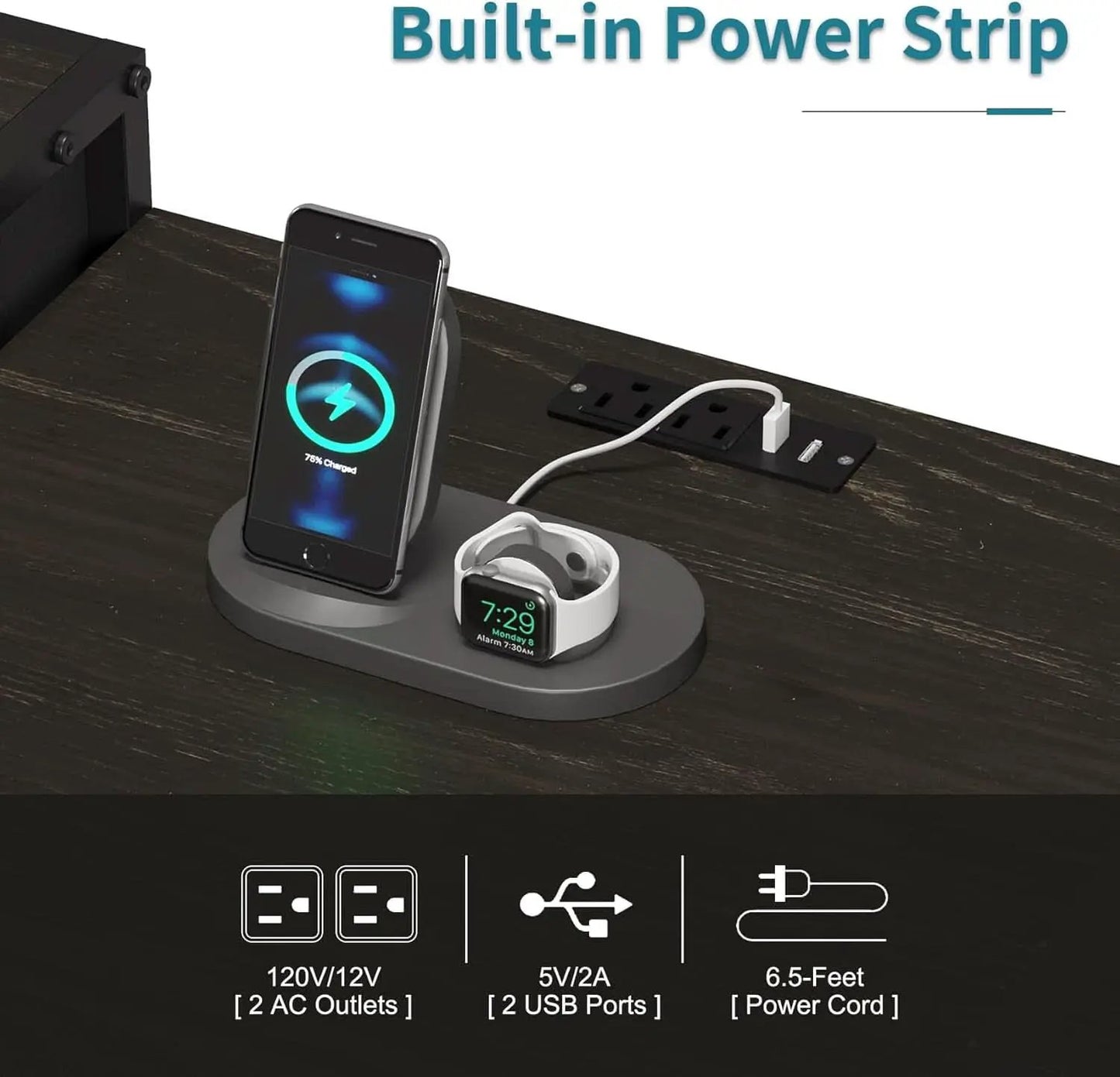 11 Drawer Dresser With Fabric Drawers, Charging Station, LED Lights And Shelves, Black Wood Veins from PriceLows™