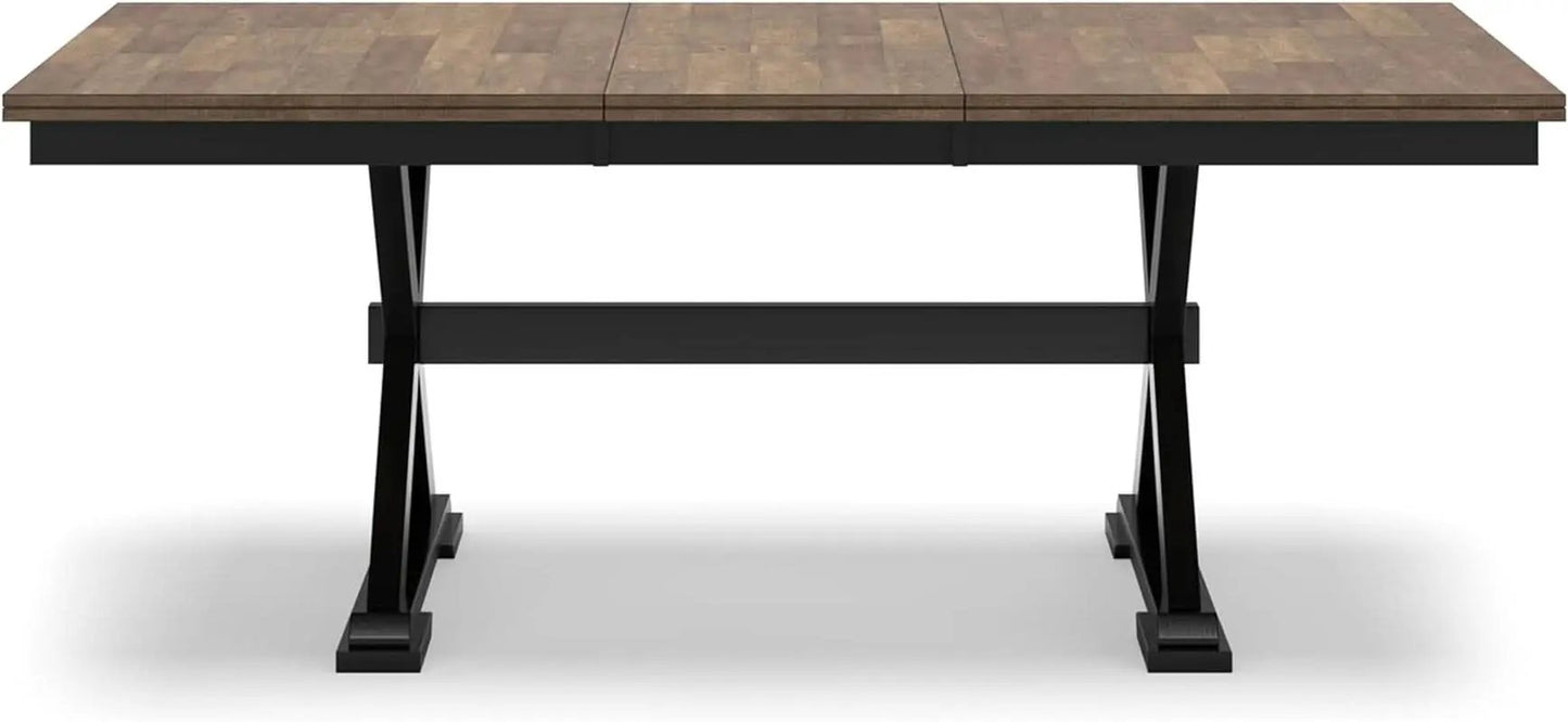 Farmhouse Dining Extension Table Butterfly Leaf 6-8 Seater Black And Dark Brown from PriceLows™