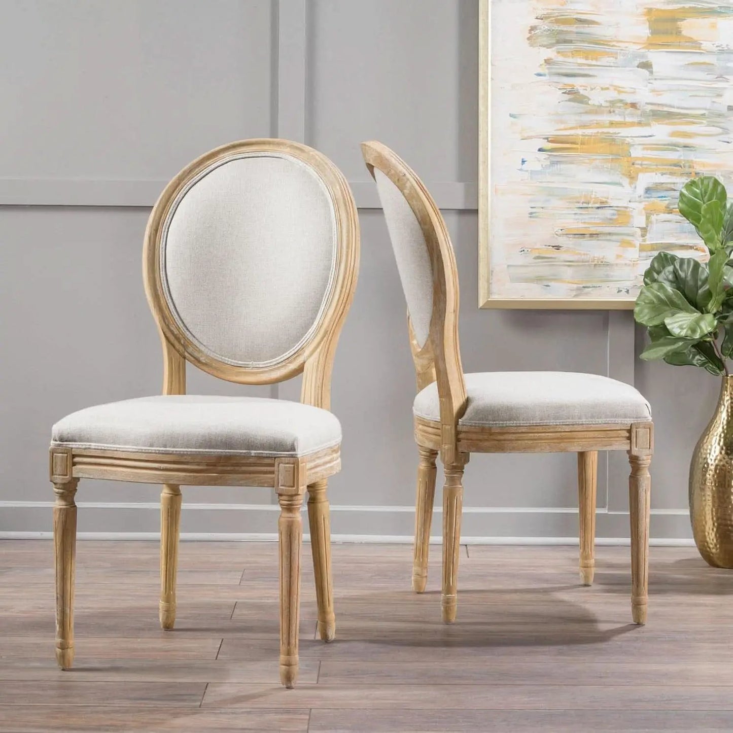 Phinnaeus Beige Polyester Fabric Dining Chairs Set Of 2 from PriceLows™