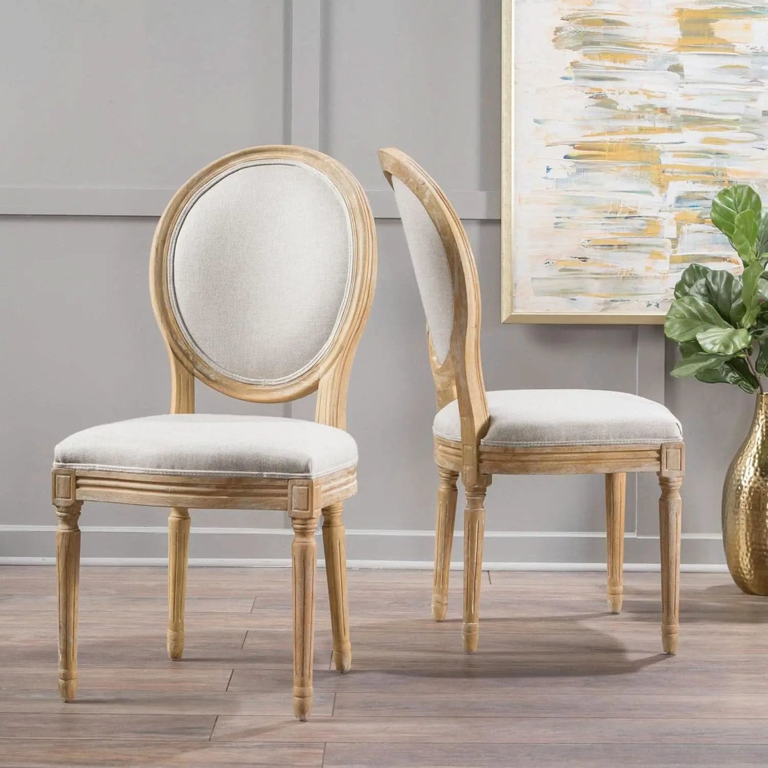 Phinnaeus Beige Polyester Fabric Dining Chairs Set Of 2 from PriceLows™