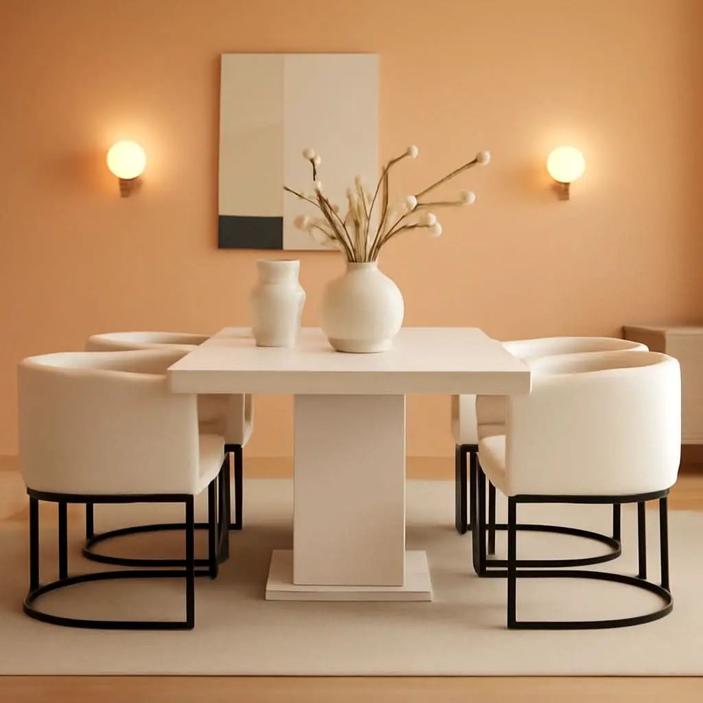 Cream Upholstered Barrel Dining Chairs 18.5-Inch Wide from PriceLows™