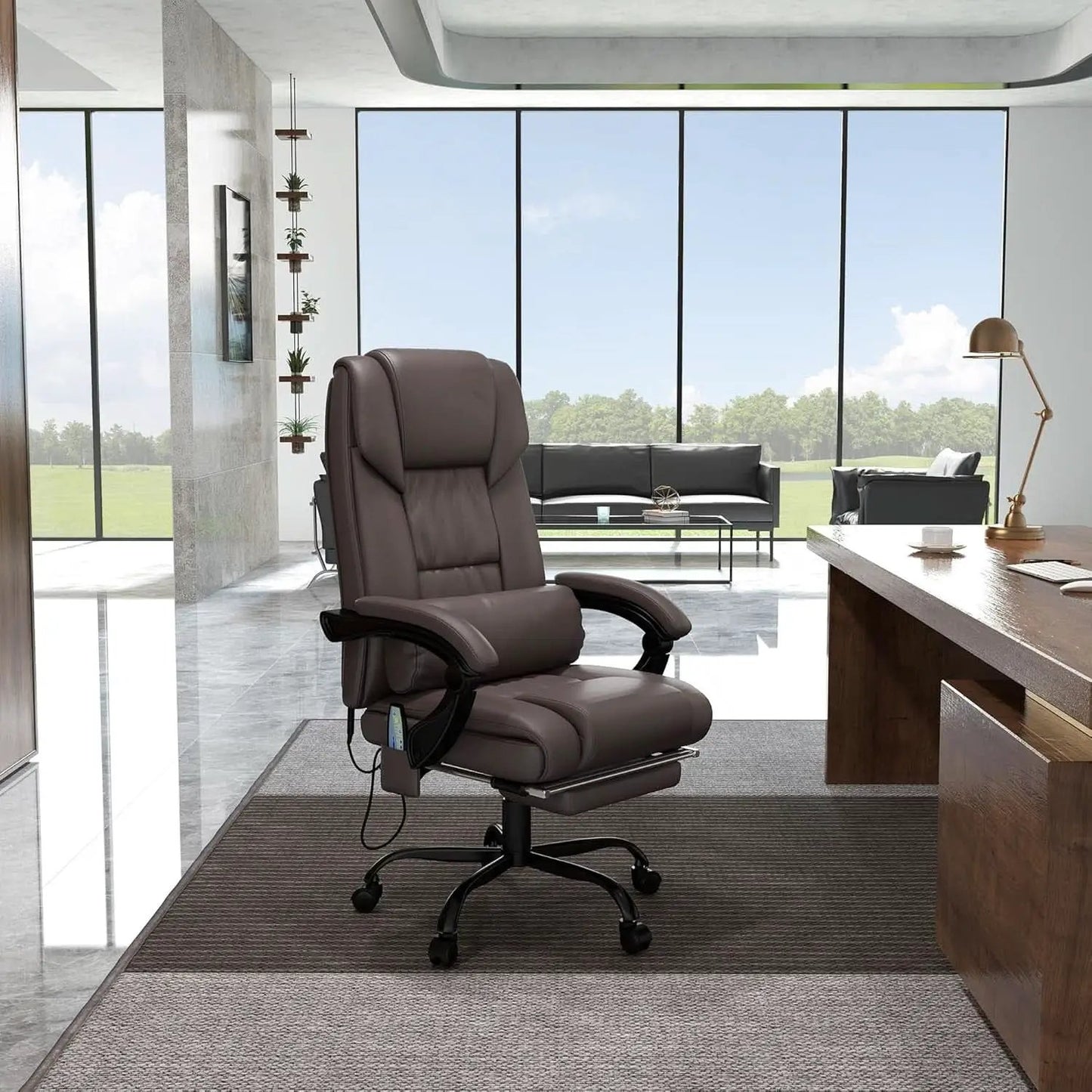 Brown High Back Massage Office Chair With 6 Vibration Points from PriceLows™