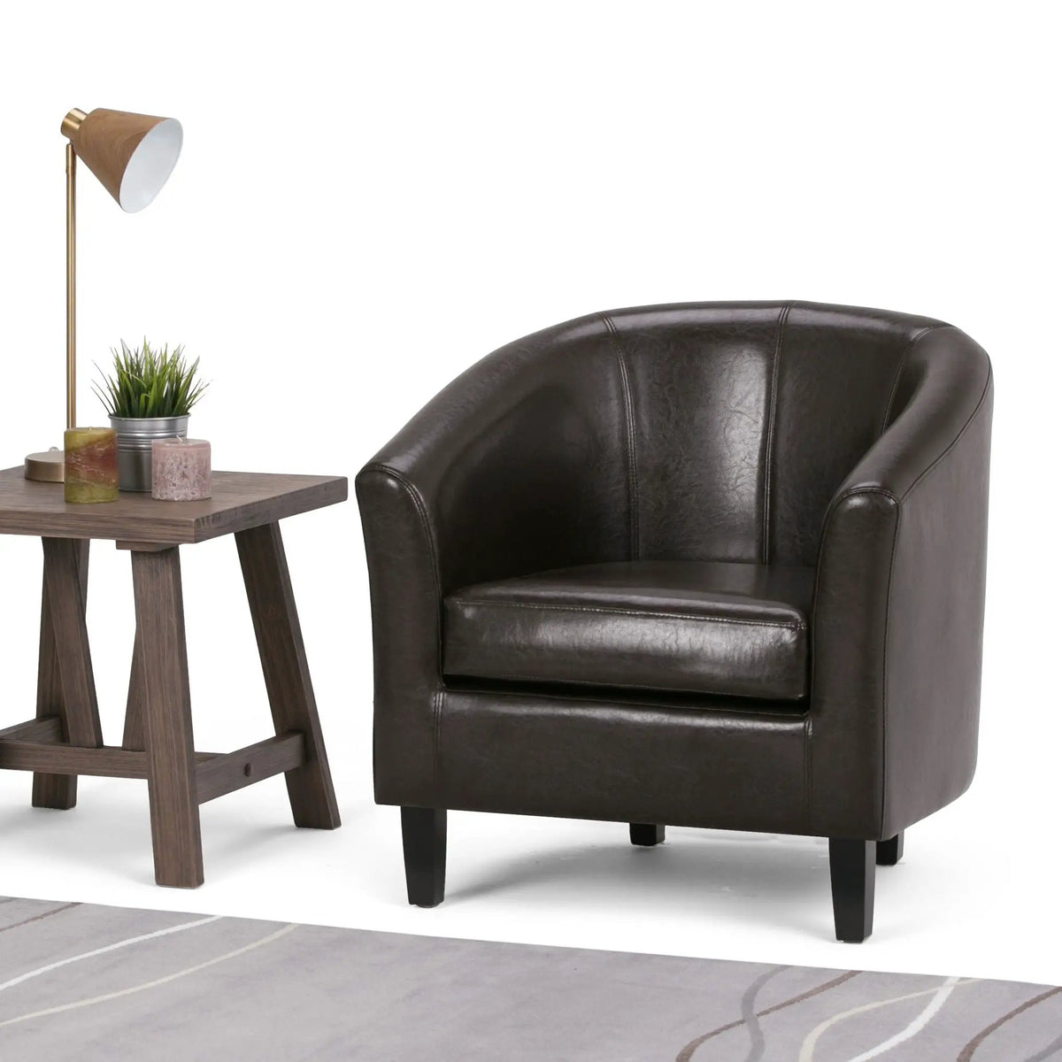 Austin Transitional Tub Chair | Curved Back | Top Stitching Detail | Kiln-Dried Wood Frame