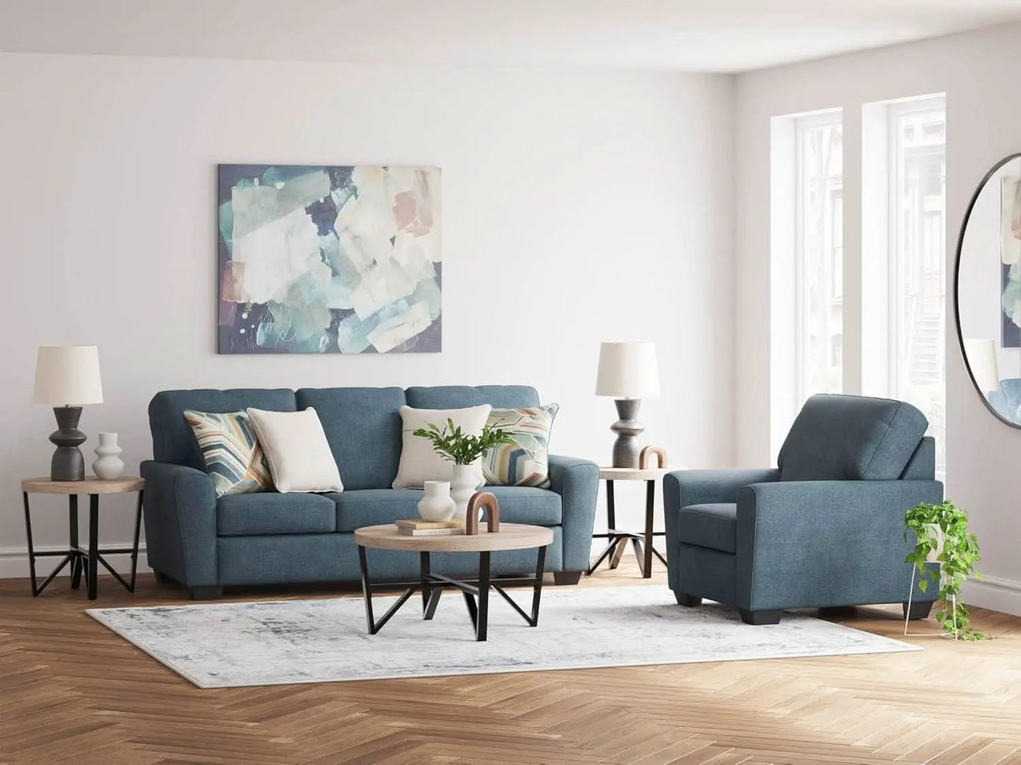 Modern Upholstered Accent Chair In Blue For Living Room from PriceLows™