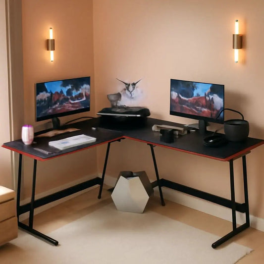 L Shaped Gaming Desk With Monitor Riser 51 Inch Corner Desk from PriceLows™