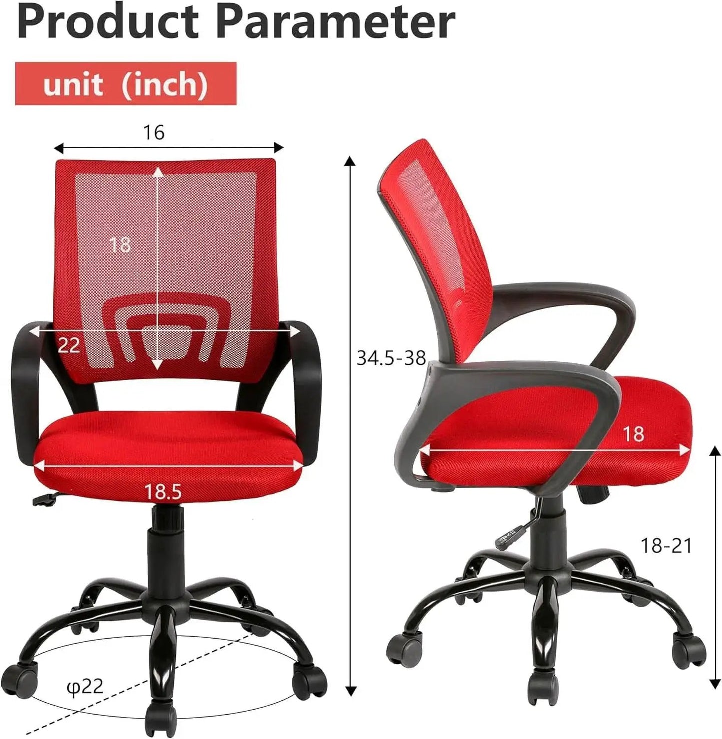 Ergonomic Mesh Office Chair With Lumbar Support Red from PriceLows™