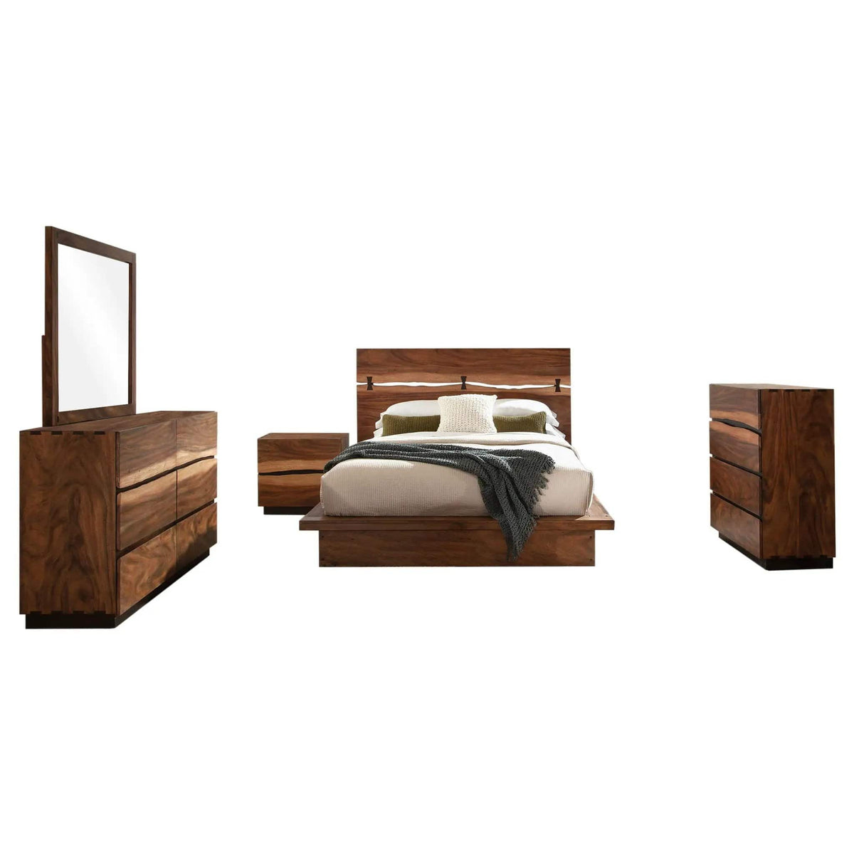 Winslow 5-piece Queen Bedroom Set Smokey | 5-Piece Set | Walnut & Wood | Walnut