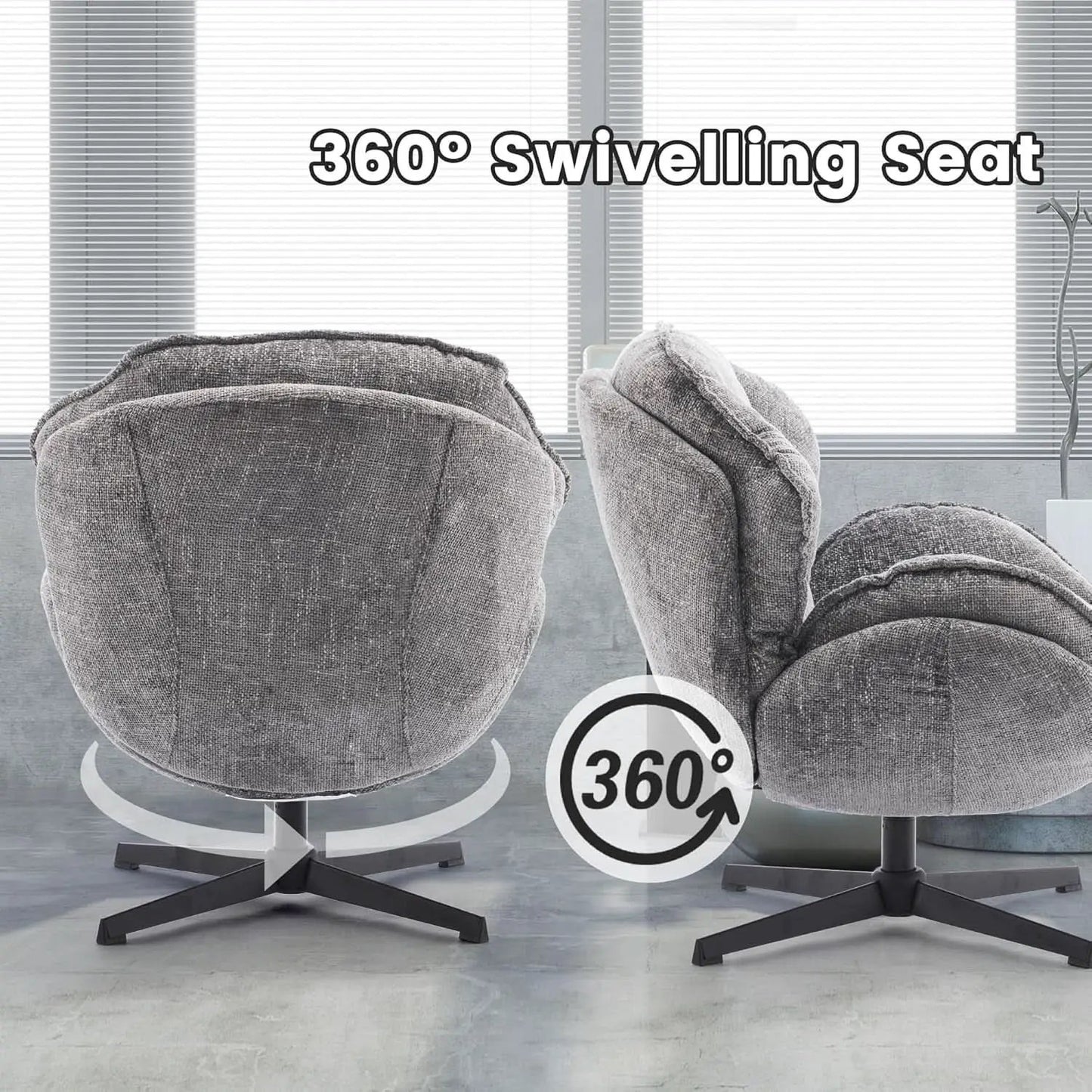 Gray Swivel Upholstered Accent Chair With Metal Legs from PriceLows™
