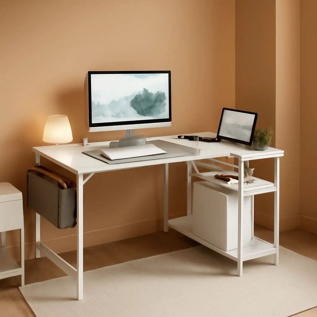 40 Inch L Shaped Desk With Power Outlets For Home Office from PriceLows™