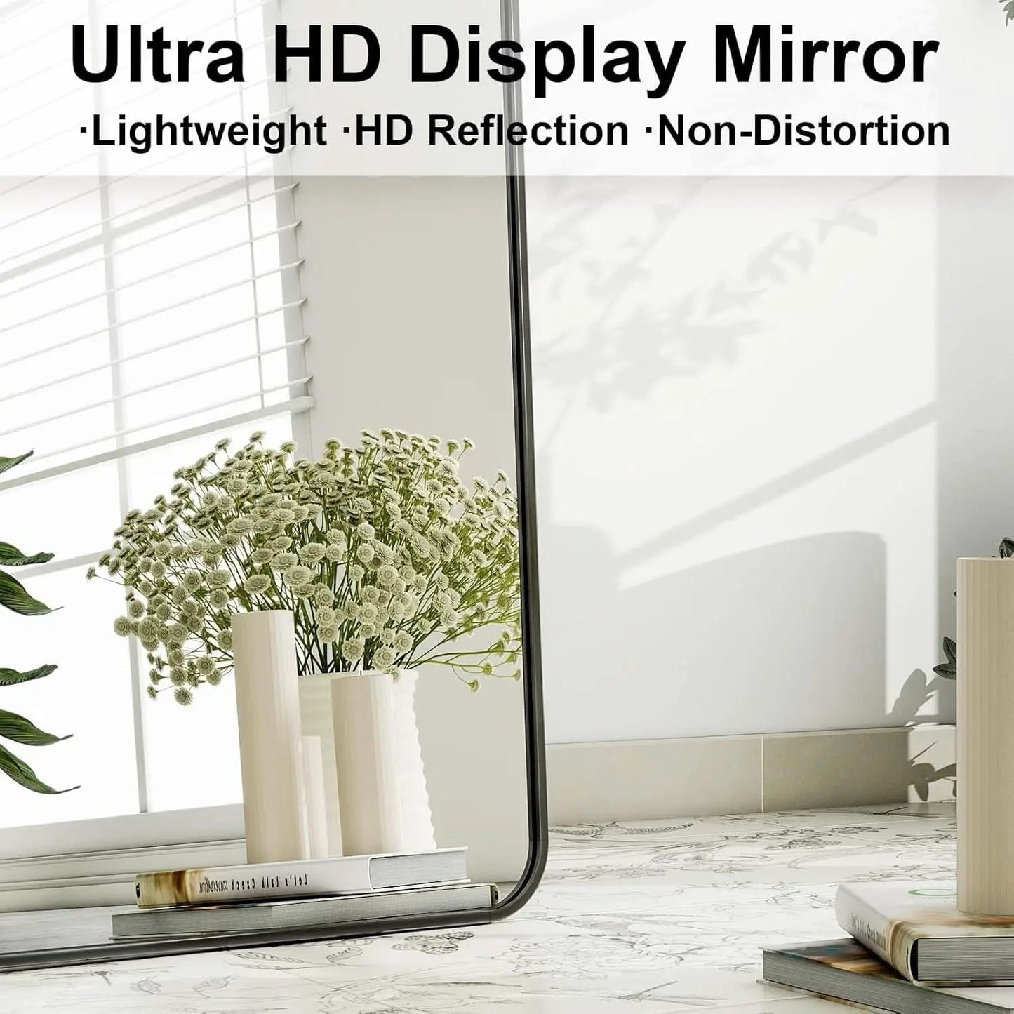 56 Inch Floor Standing Mirror With Black Aluminum Frame from PriceLows™