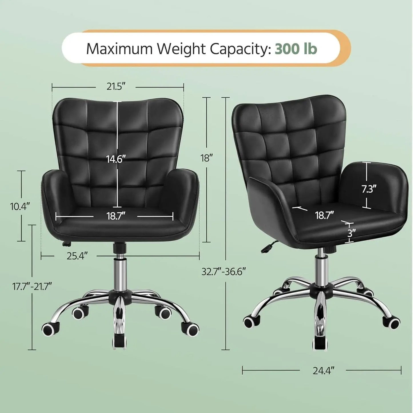 Ergonomic Office Chair 18.7 Inch Wide Seat Black Comfort from PriceLows™