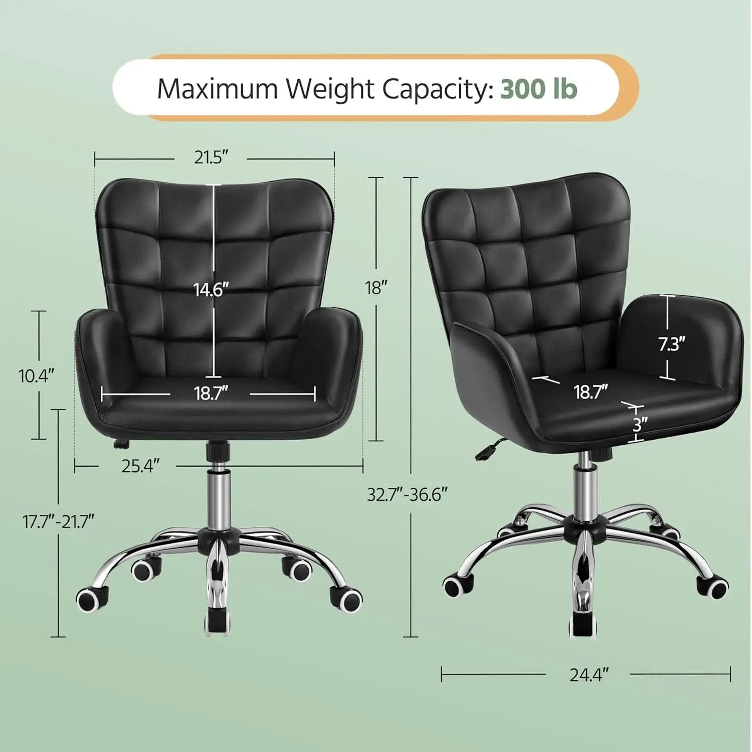 Ergonomic Office Chair 18.7 Inch Wide Seat Black Comfort from PriceLows™
