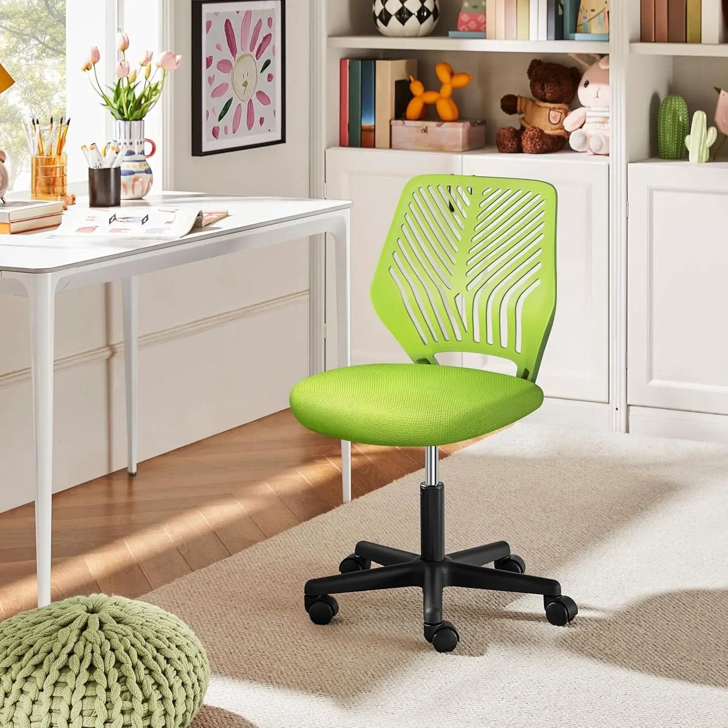 Kids Desk Chair Green Swivel Task Chair With Lumbar Support from PriceLows™