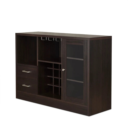 Hazen Wine Cabinet III | 16 x 47 x 33 in | Glass | Espresso
