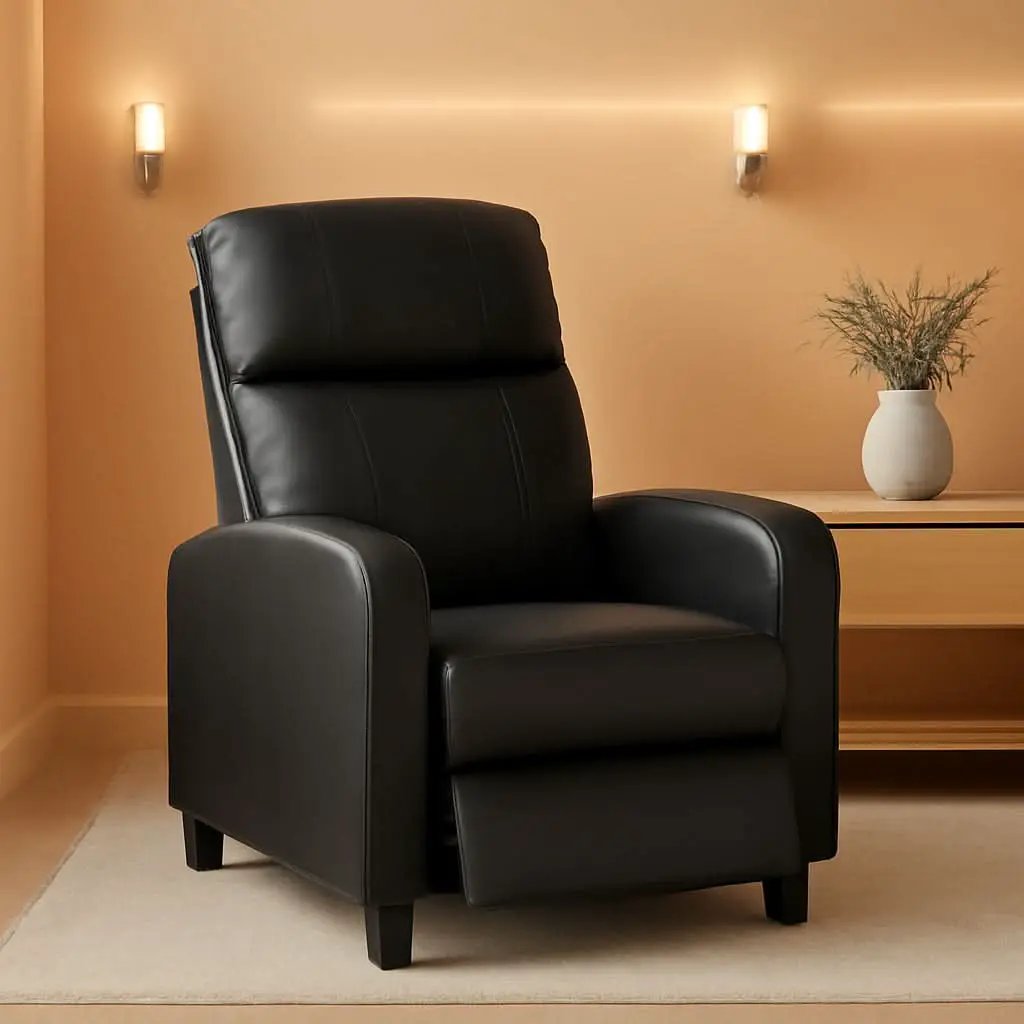 Black Wingback Recliner With Massage Therapy Living Room from PriceLows™