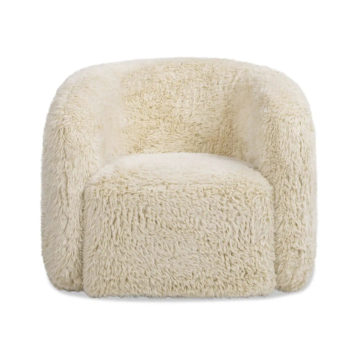 Colt Fur Swivel Upholstered Barrel Accent Arm Chair | 31.5 x 33 x 28 in | Living Room Furniture | Cream Beige