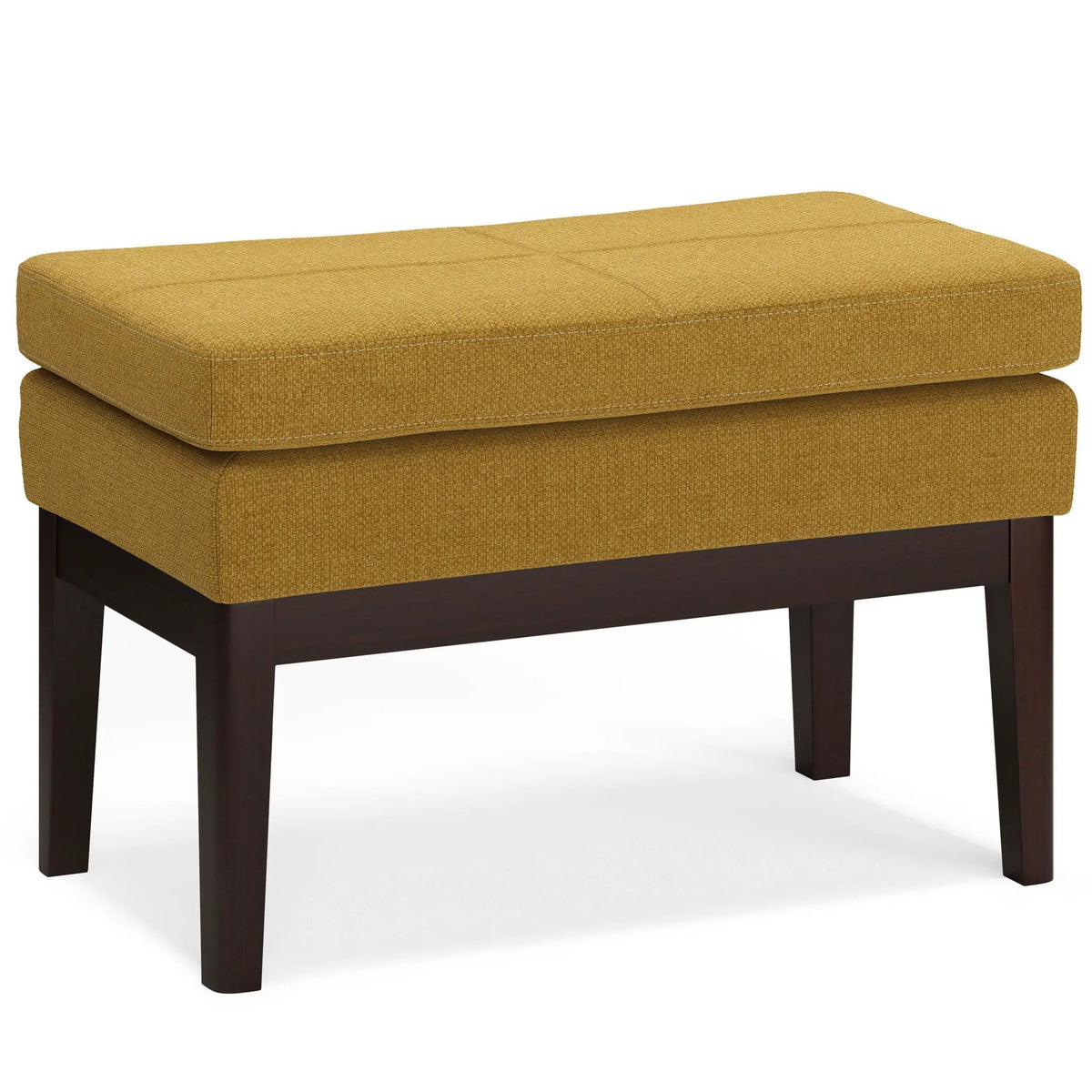 Carlson Ottoman Bench | Mid-Century Design | Top Stitching Detail | Webbed Seat Support