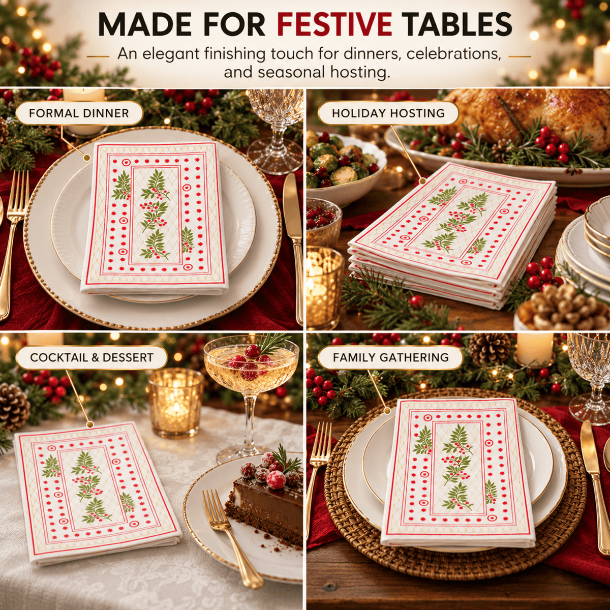 Christmas Disposable Napkins 100 Pieces | Set of 100 | Cloth Napkin | Home Decor