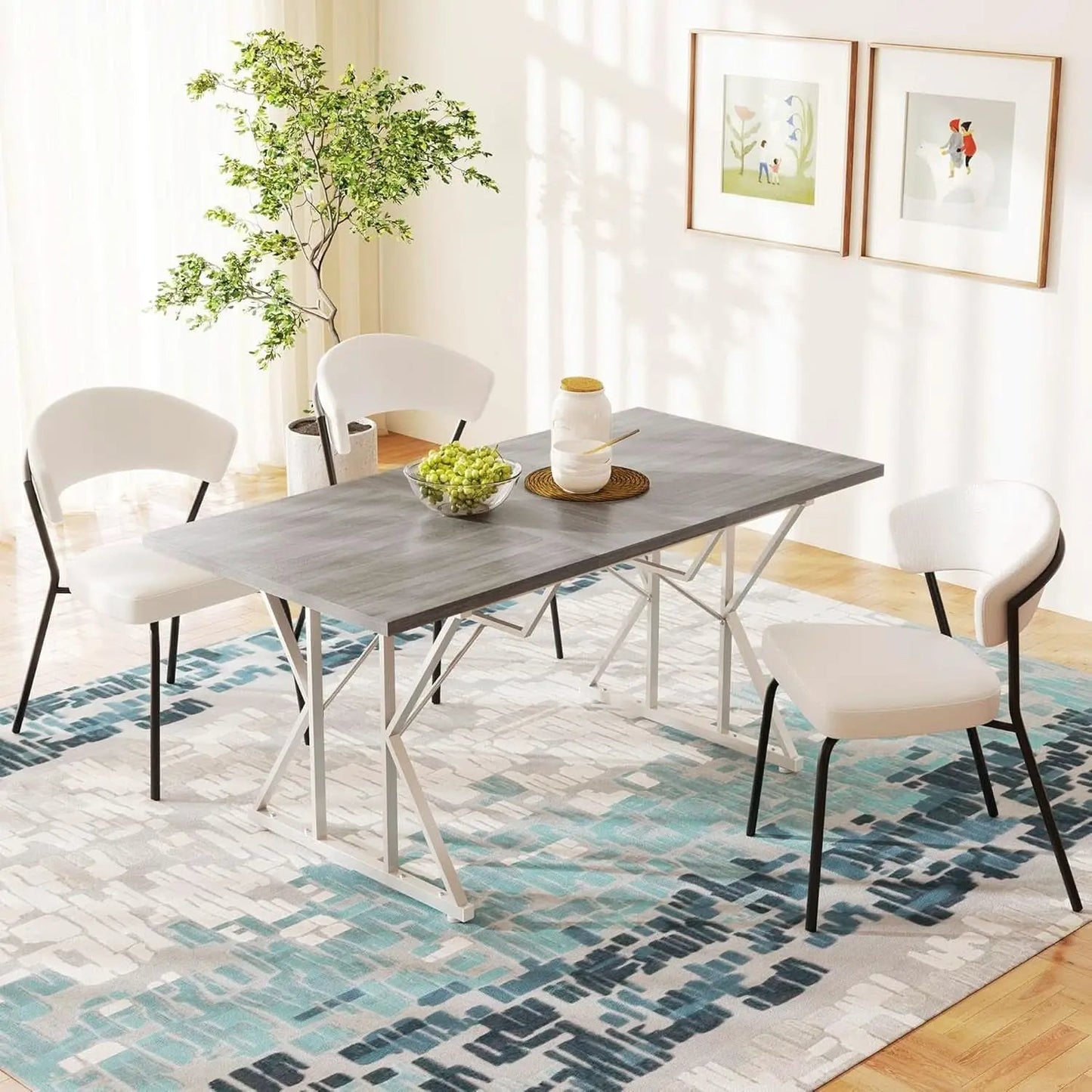 63 Inch Expandable Dining Table Distressed Gray Farmhouse from PriceLows™