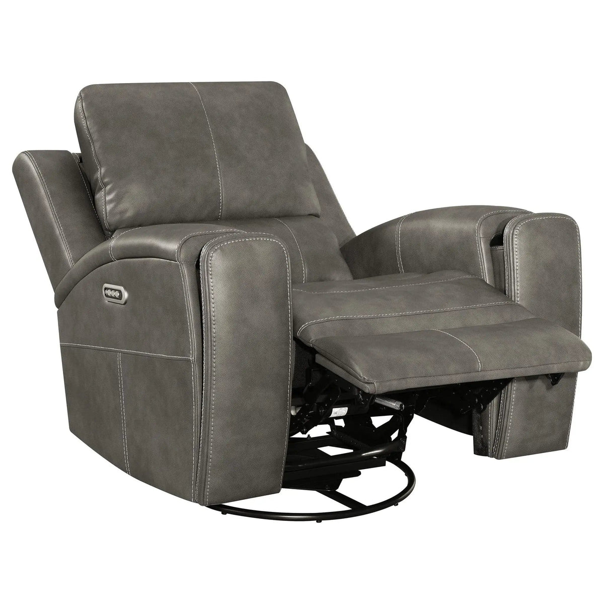 Brickston Triple Power Swivel Glider Recliner Reclining Chair | 38.75 x 41.25 x 42.25 in | Living Room Furniture | Charcoal