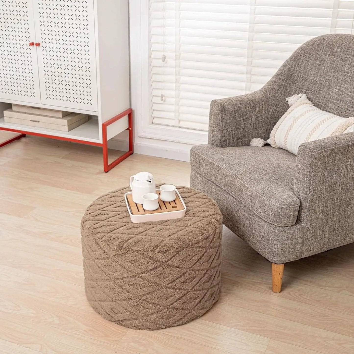 20x14 Inches Light Coffee Ultra Soft Foot Rest Ottoman from PriceLows™