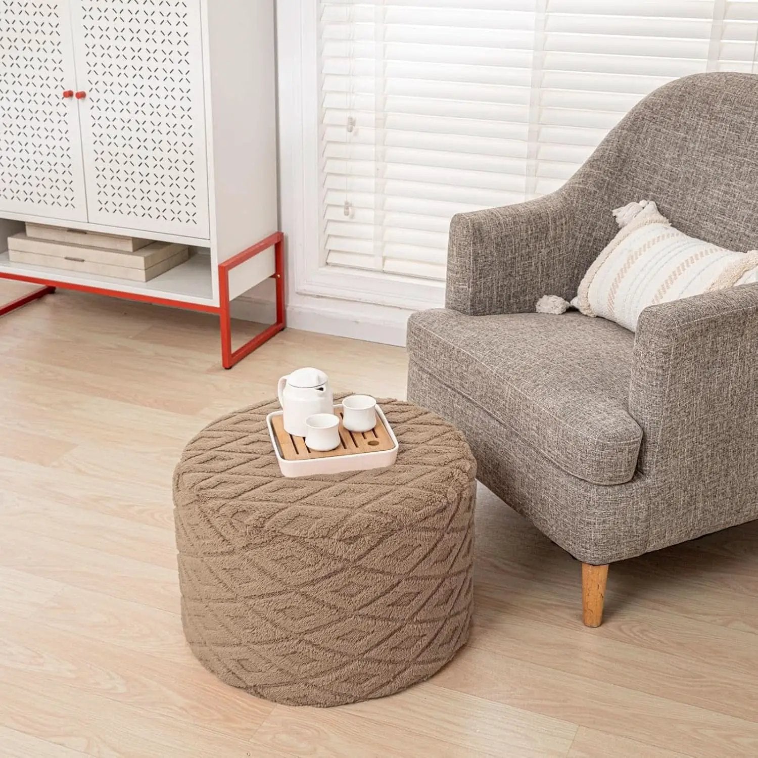 20x14 Inches Light Coffee Ultra Soft Foot Rest Ottoman from PriceLows™