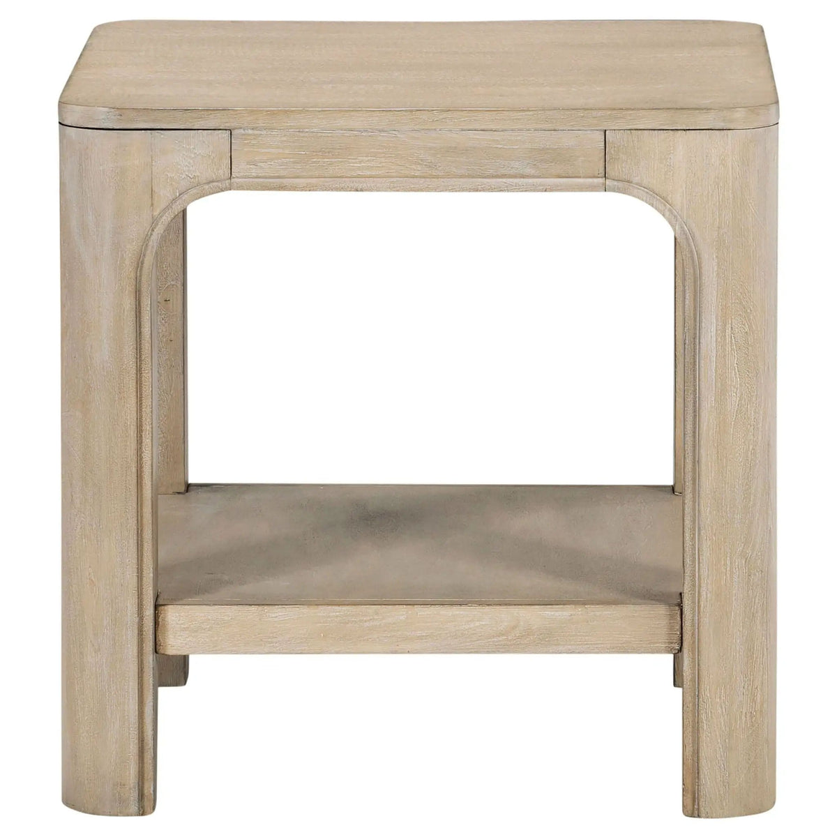 Solano Square Wood Side End Table with Shelf Weathered Mango | 22.25 x 22.25 x 22 in | Engineered Wood & Veneer | Living Room