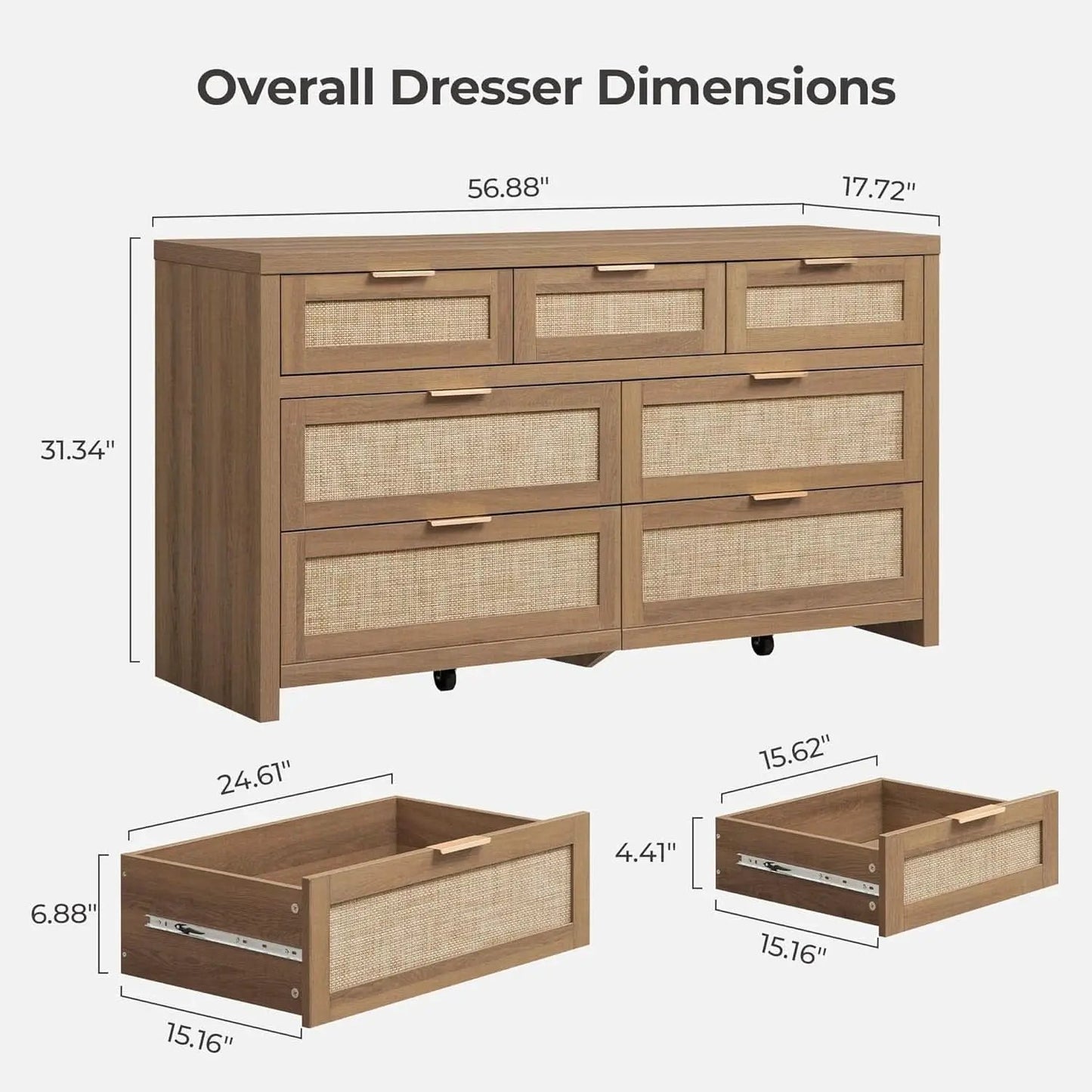 FiftySevenInch Boho Dresser Reclaimed CaramelOak Finish from PriceLows™