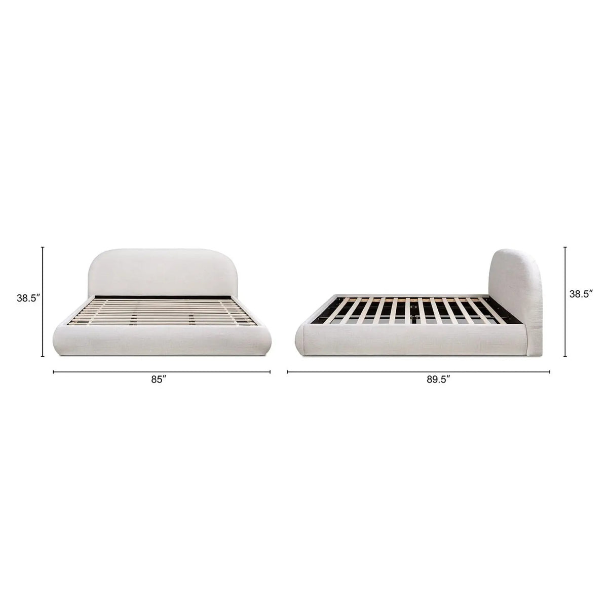 Archie Upholstered Platform Bed | Puffy Arch Headboard | Grounded Design | No Box Spring Needed