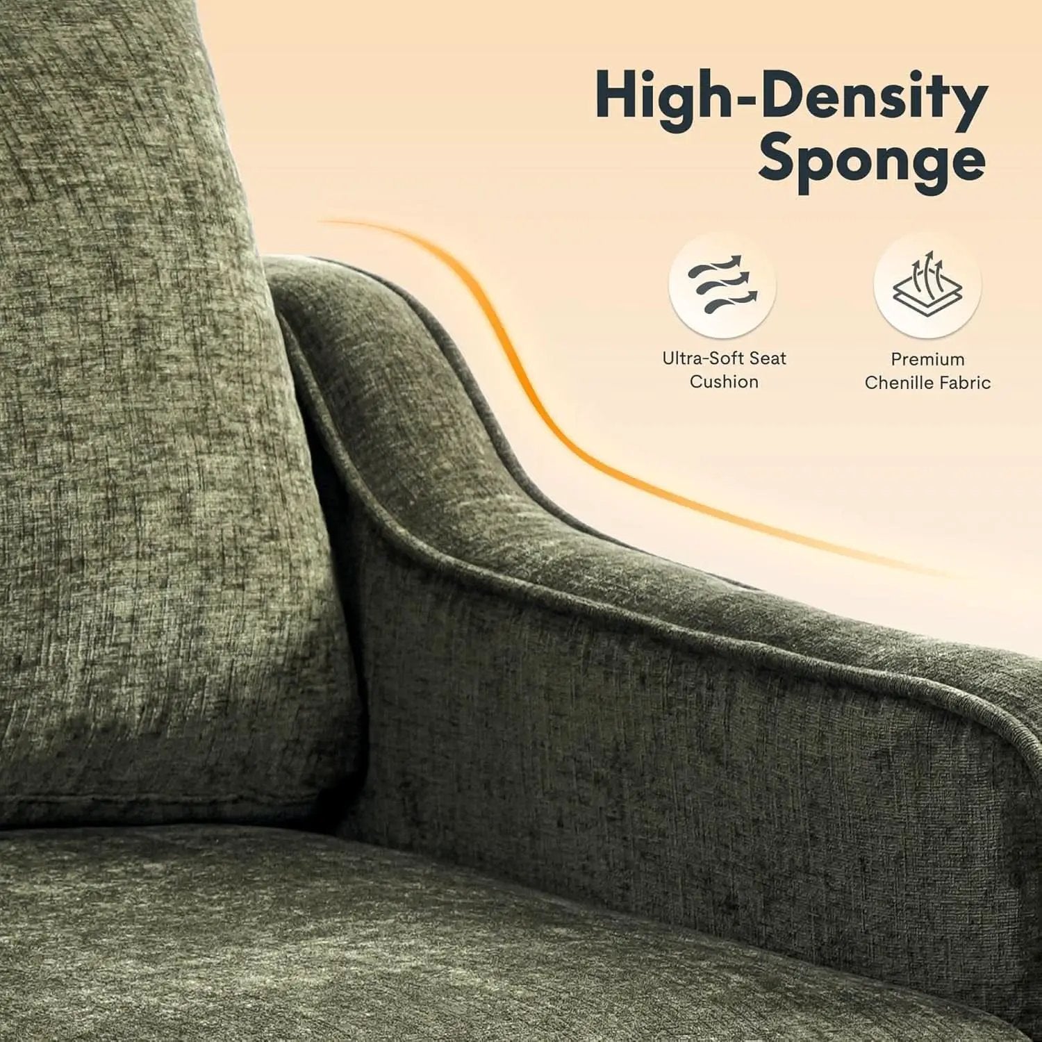 Green Chenille Accent Chair Midcentury Modern Upholstered from PriceLows™