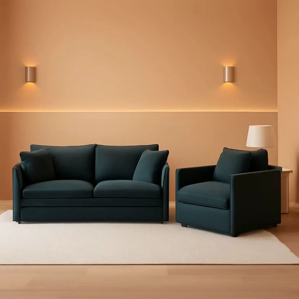 Grey Chenille 2 Piece Loveseat Armchair Set With Pillows from PriceLows™