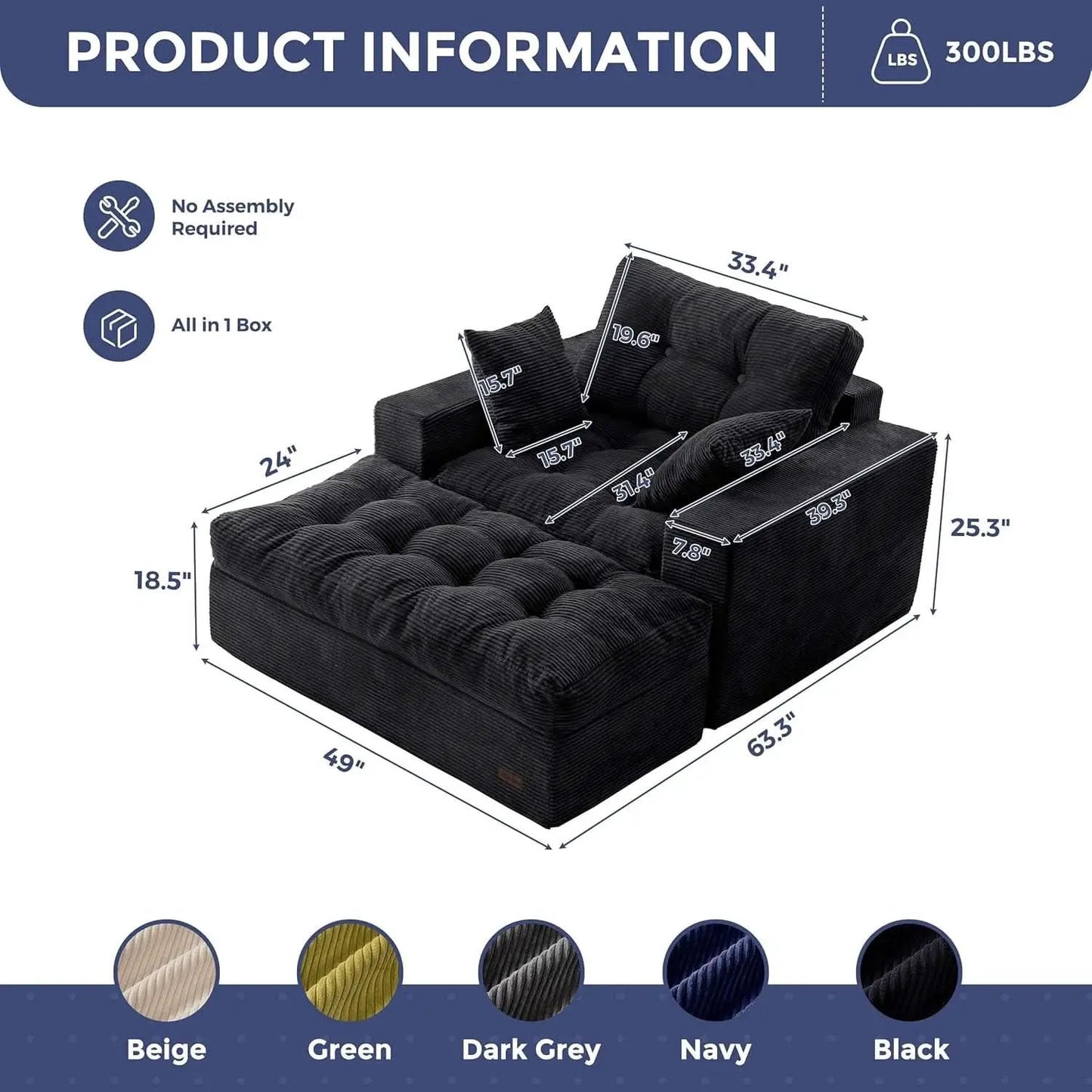 Black Luxurious Modular Sectional Sofa With Chaise from PriceLows™