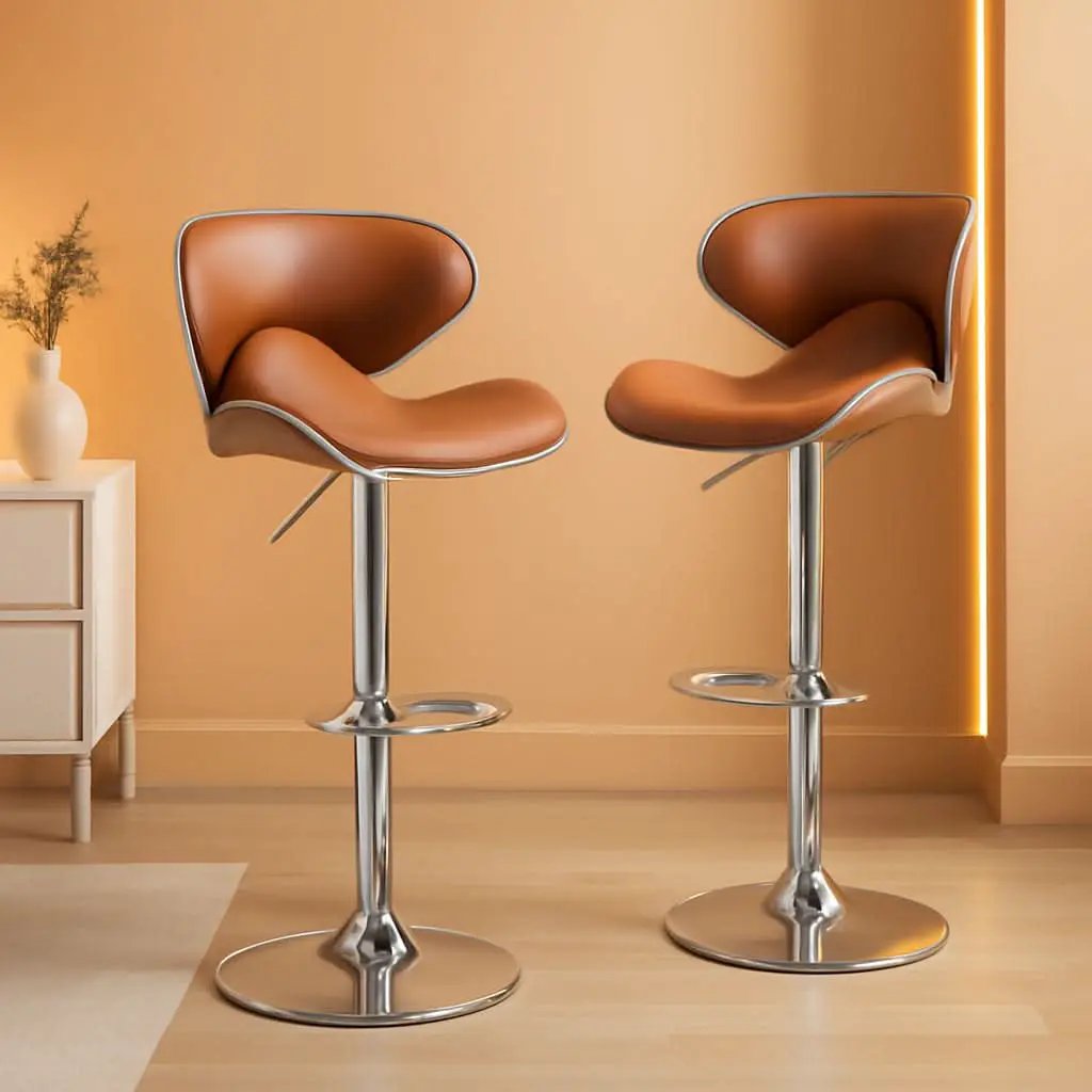 Masaccio Bar Stool Caramel Leatherette Adjustable Height from PriceLows™
