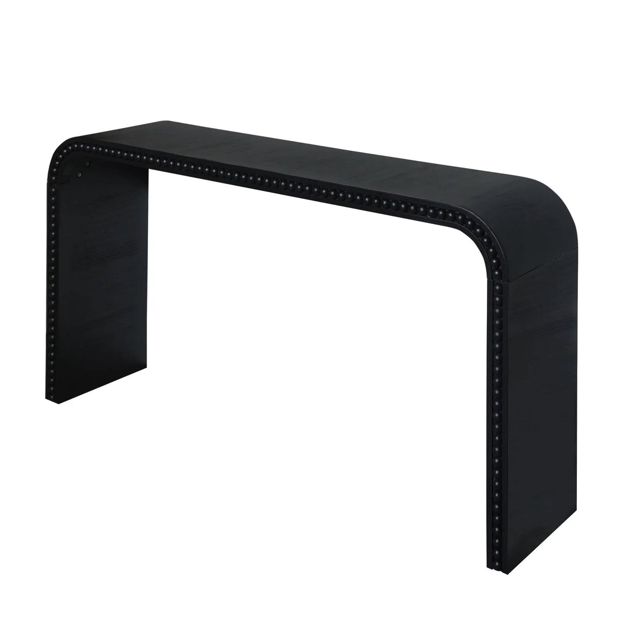 Waterfall Console Table | 59 Inch Width | Wood Trim Accent | Farmhouse Finish