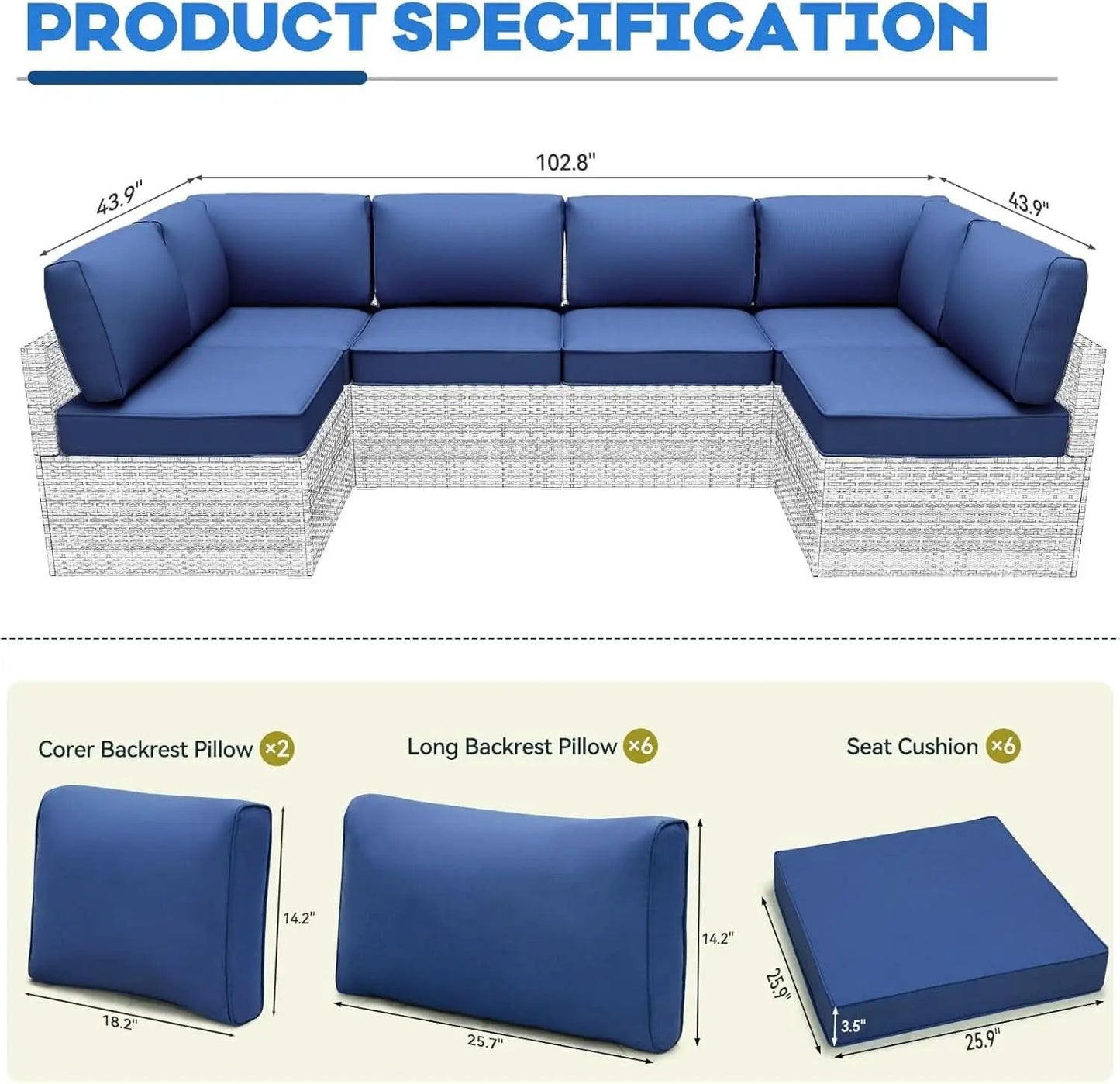 Water-Resistant Outdoor Cushions for Patio Furniture Sets from PriceLows™