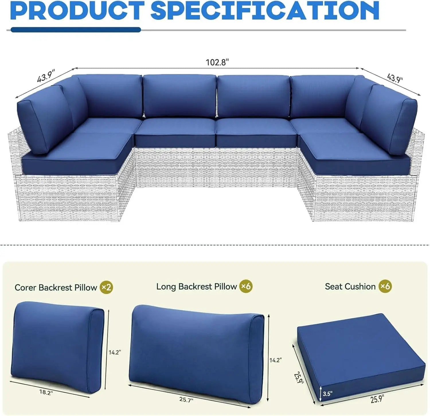 Water-Resistant Outdoor Cushions for Patio Furniture Sets from PriceLows™