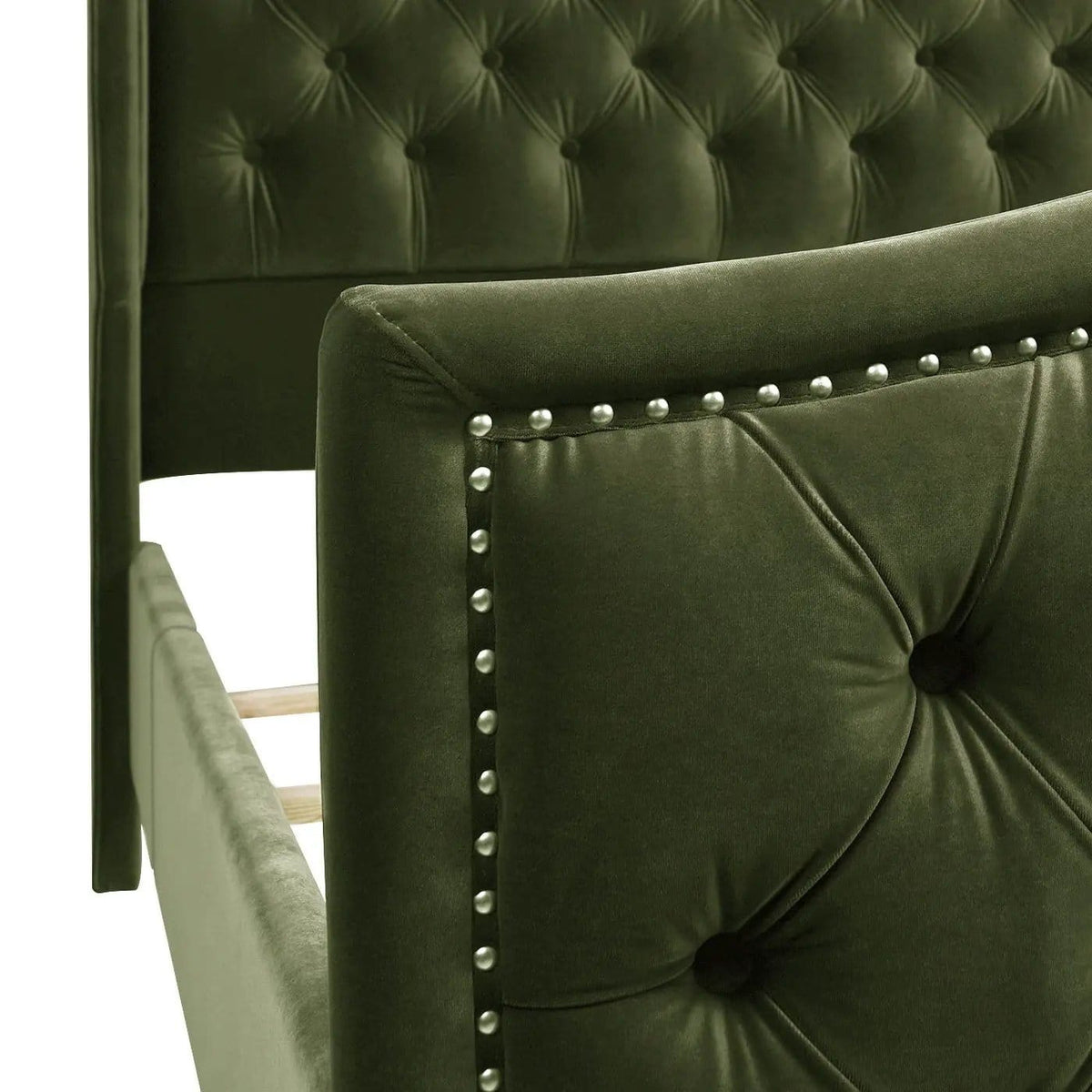 Marcella Upholstered Shelter Headboard Bed | 5 Pieces | Fabric & Iron | Bedroom