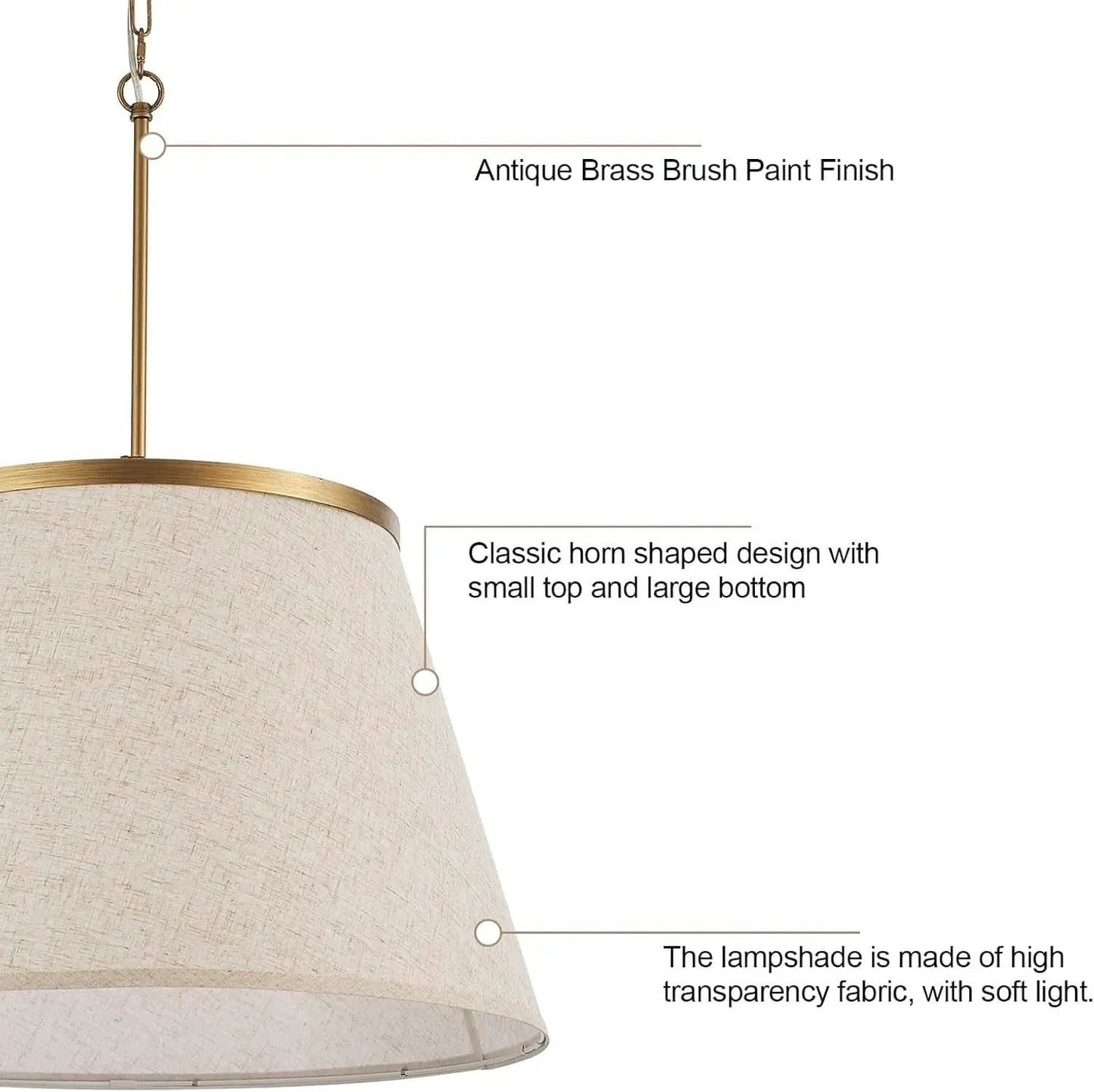 24 Inch Boho Fabric Drum Pendant Chandelier Antique Brass from PriceLows™