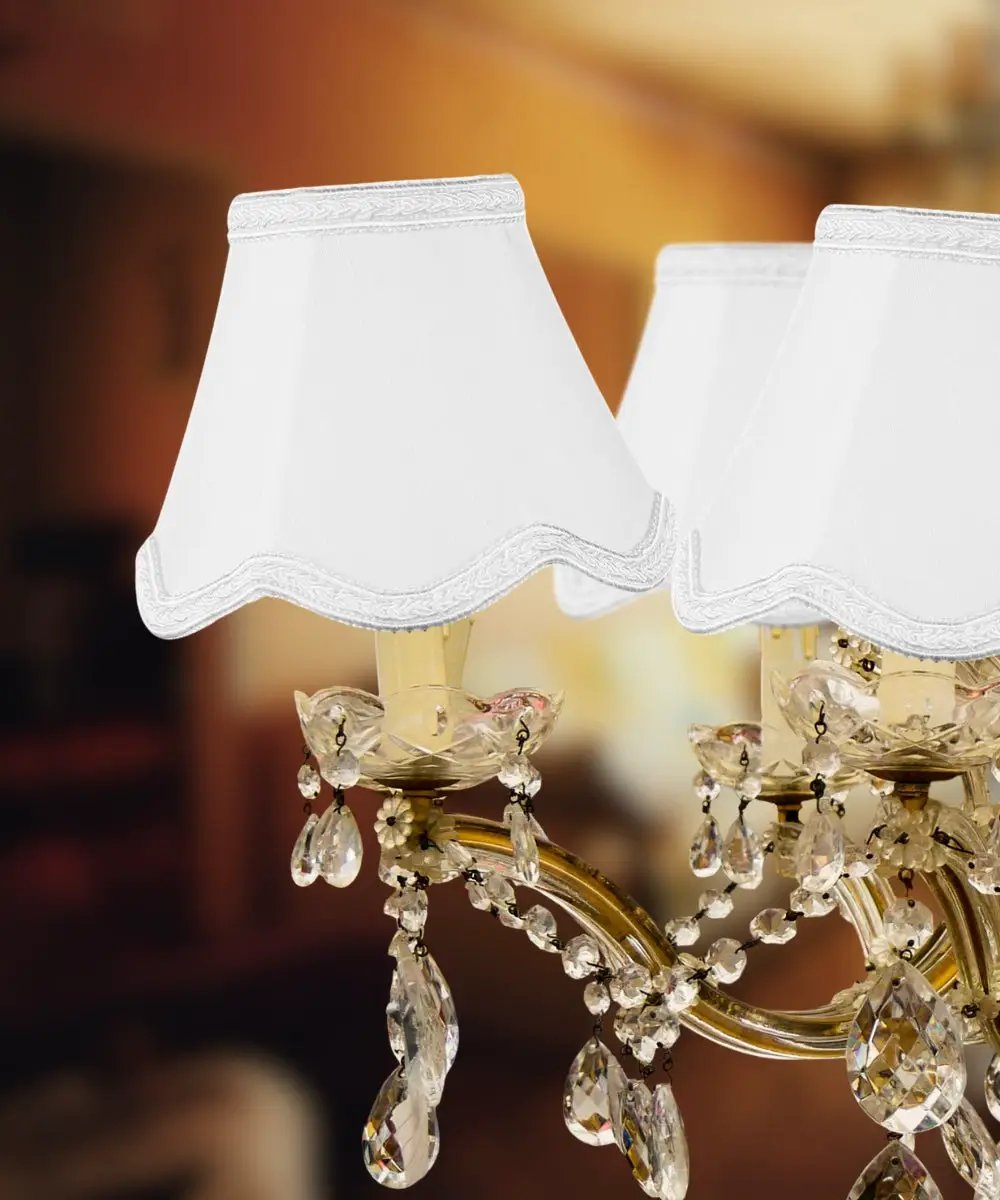 Clip On Candelabra Shades | White Scallop | Set Of 6 | 4W X 5H