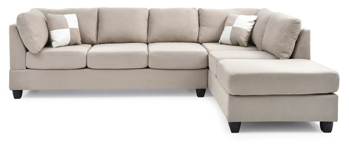 Malone Comfort Sectional | Pocketed Coil And Foam Seating | Removable Backs | 111 Inch Length