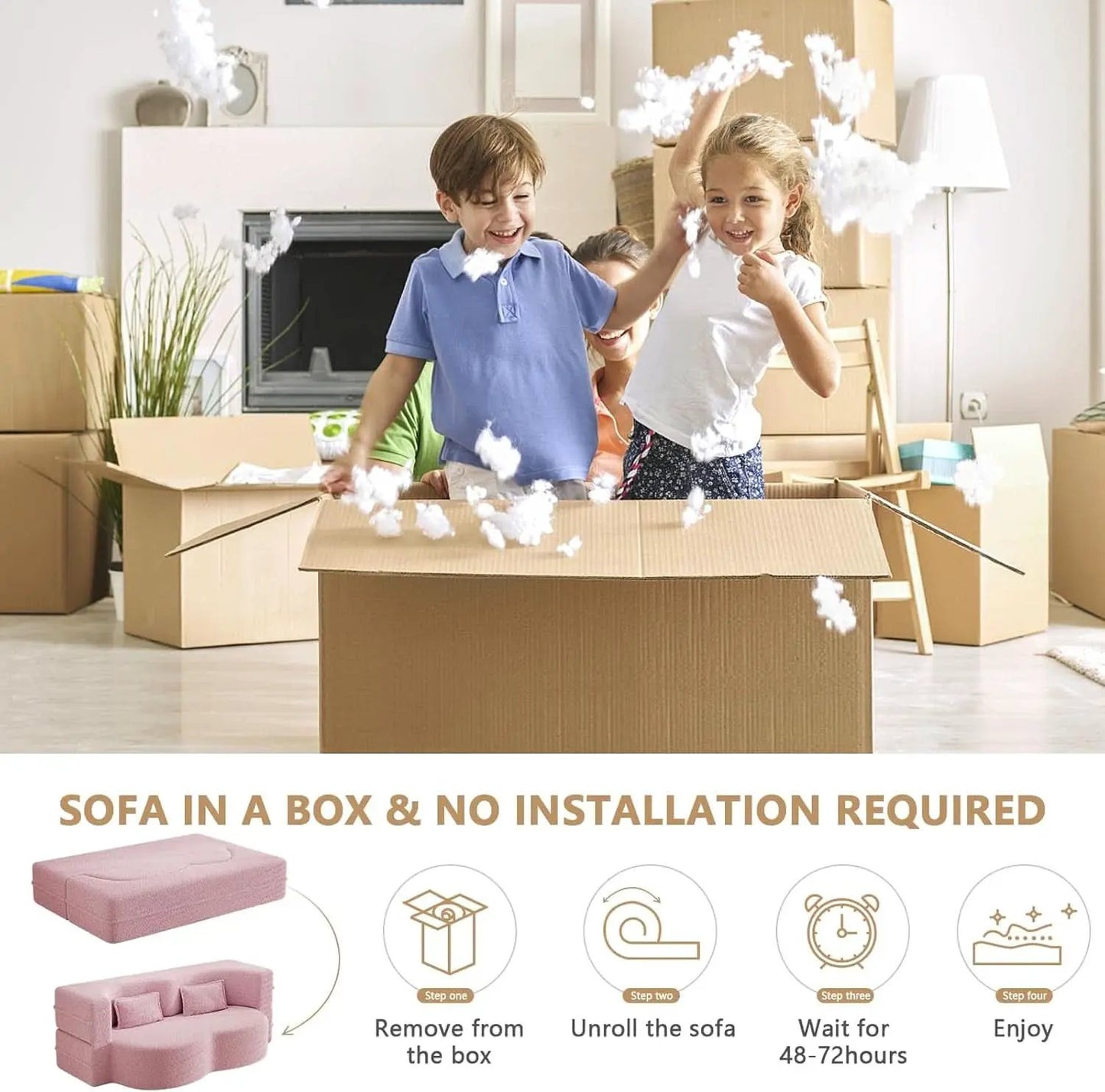 Powder Pink Ultra Comfort Contemporary Foldable Sleeper Sofa from PriceLows™