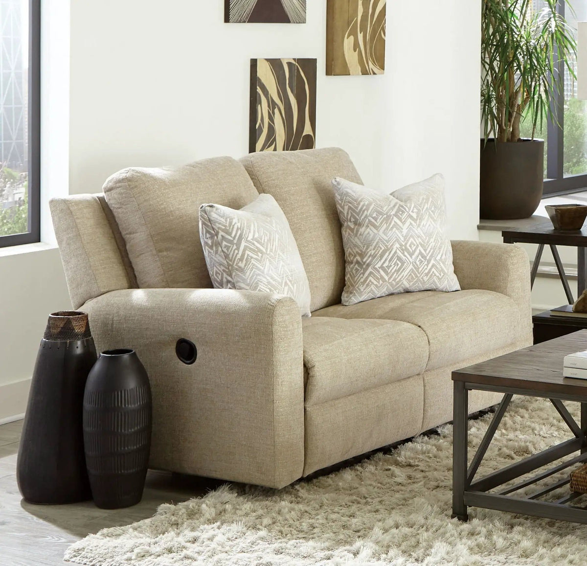 Calvin Reclining Loveseat | 4 Pieces | Chenille & Fabric | Living Room
