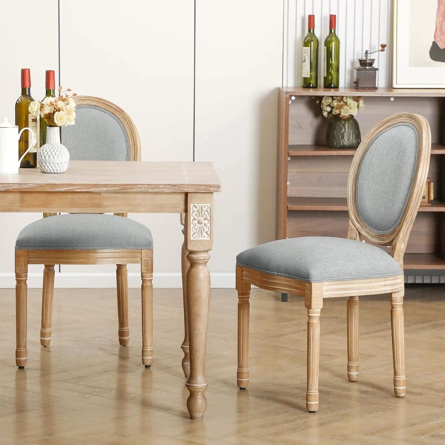 Light Grey Upholstered Dining Chairs Set Of 2 Round Back from PriceLows™