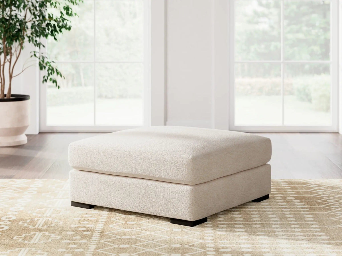 Donelson Creek Oversized Accent Ottoman | 43 x 43 x 20 in | Fabric & Wood | Vanilla