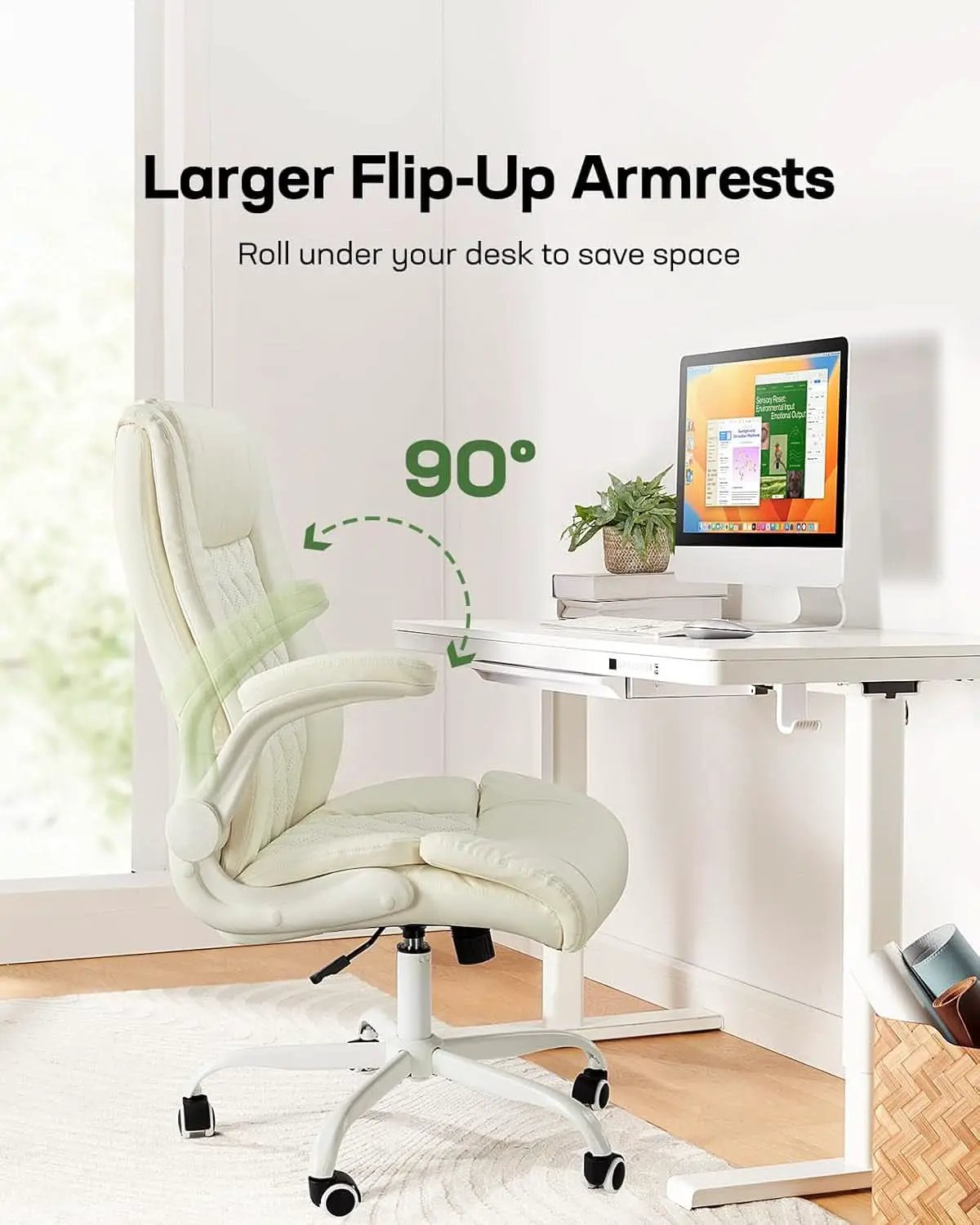 PU Leather Executive Office Chair With Flip Up Armrests from PriceLows™