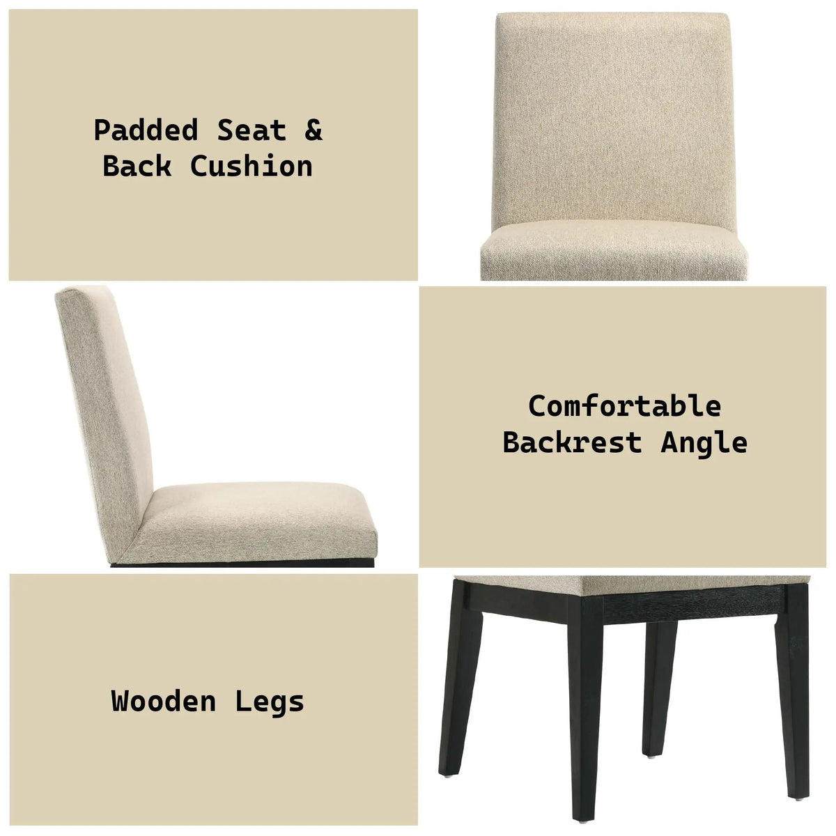 Froja Side Chairs | Set Of 2 | Beige | Sleek Wood Finish