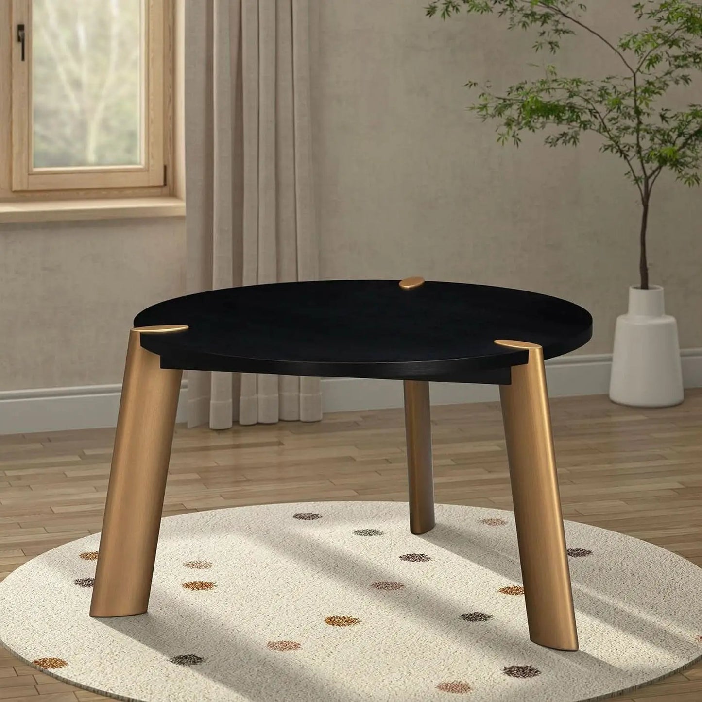 Tribase 47 Inch Round Burnt Black Dining Table Modern from PriceLows™
